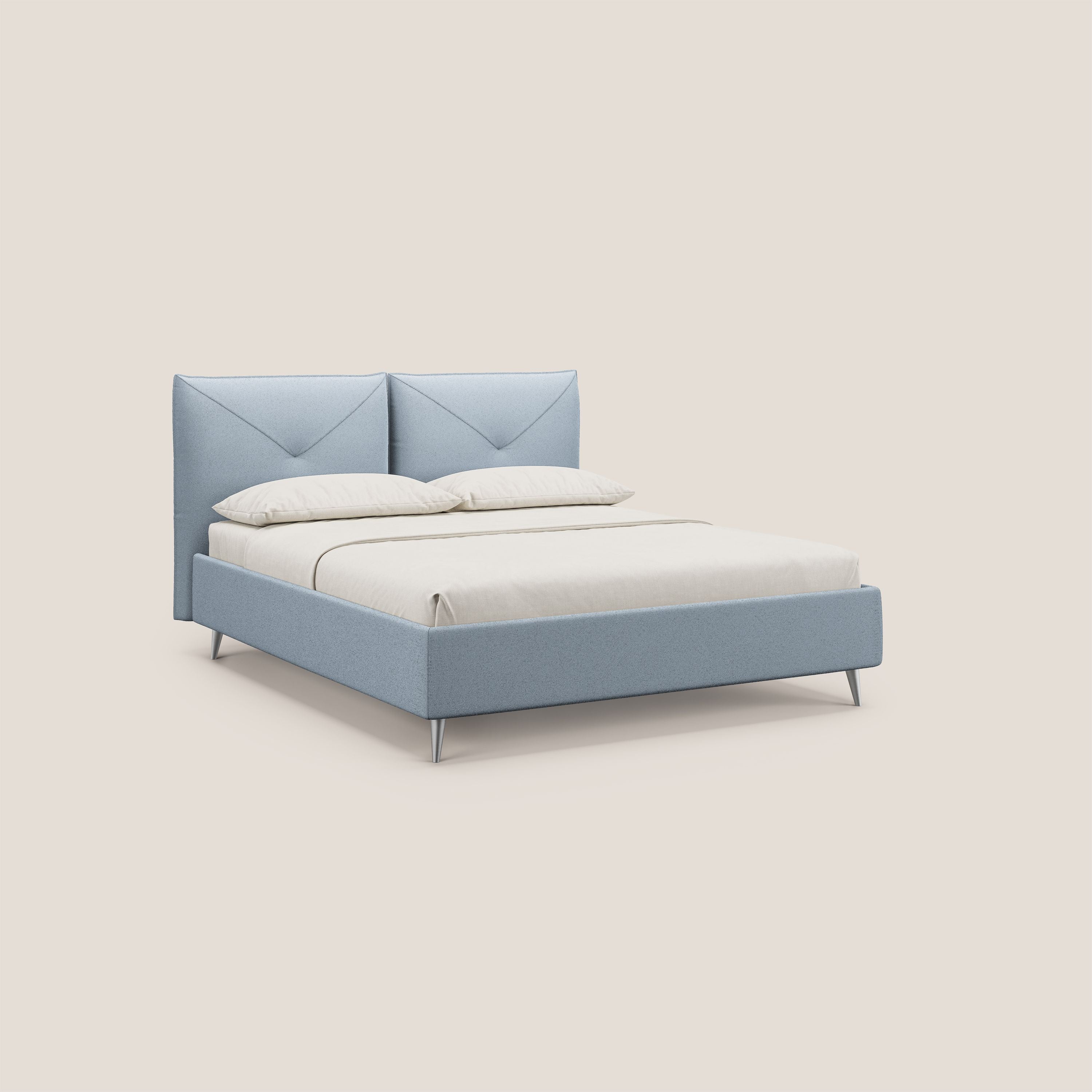 Adone lit coffre rembourré à double panneau en bouclette imperméable T07 bleu gris