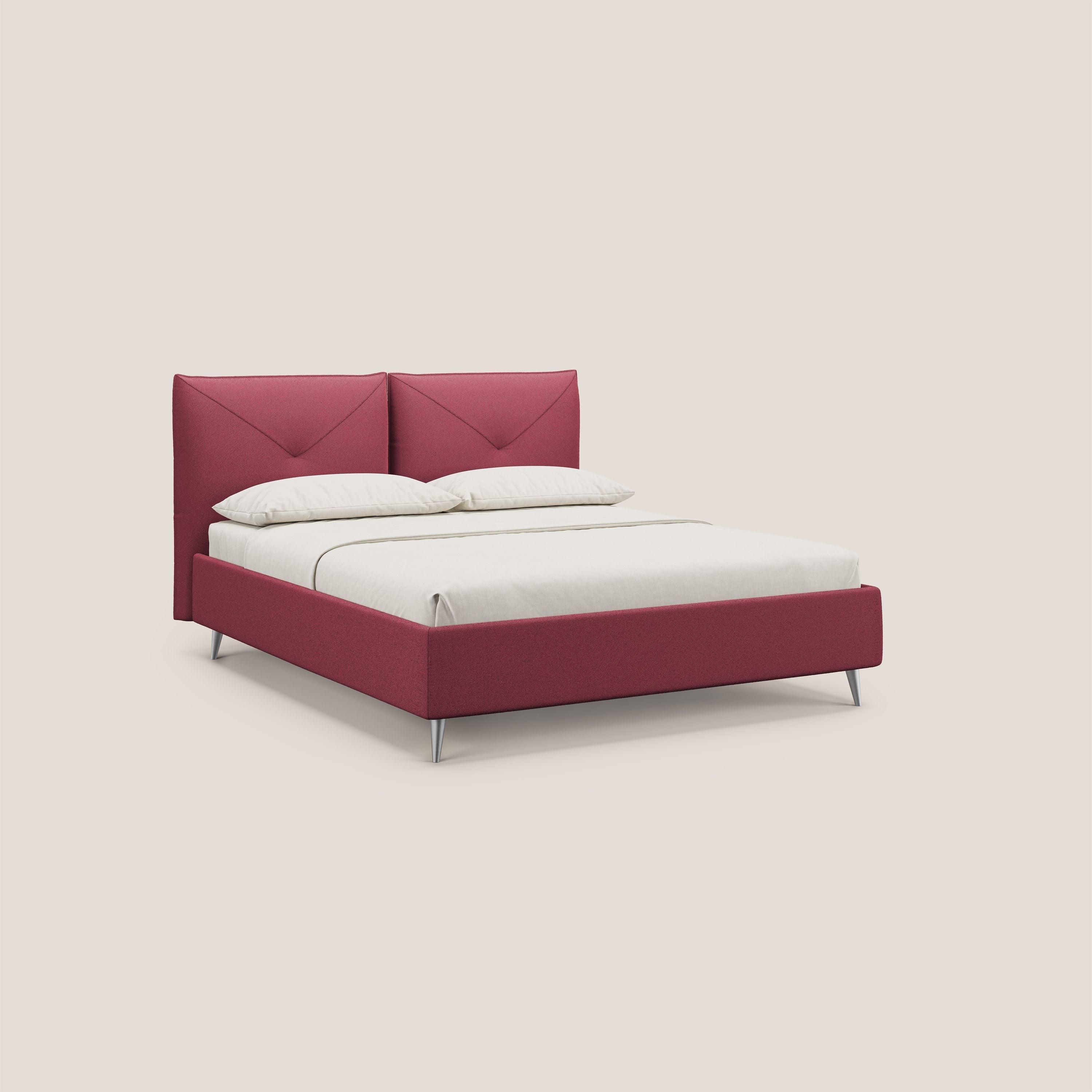 Adone lit coffre rembourré à double panneau en bouclette imperméable T07 rouge
