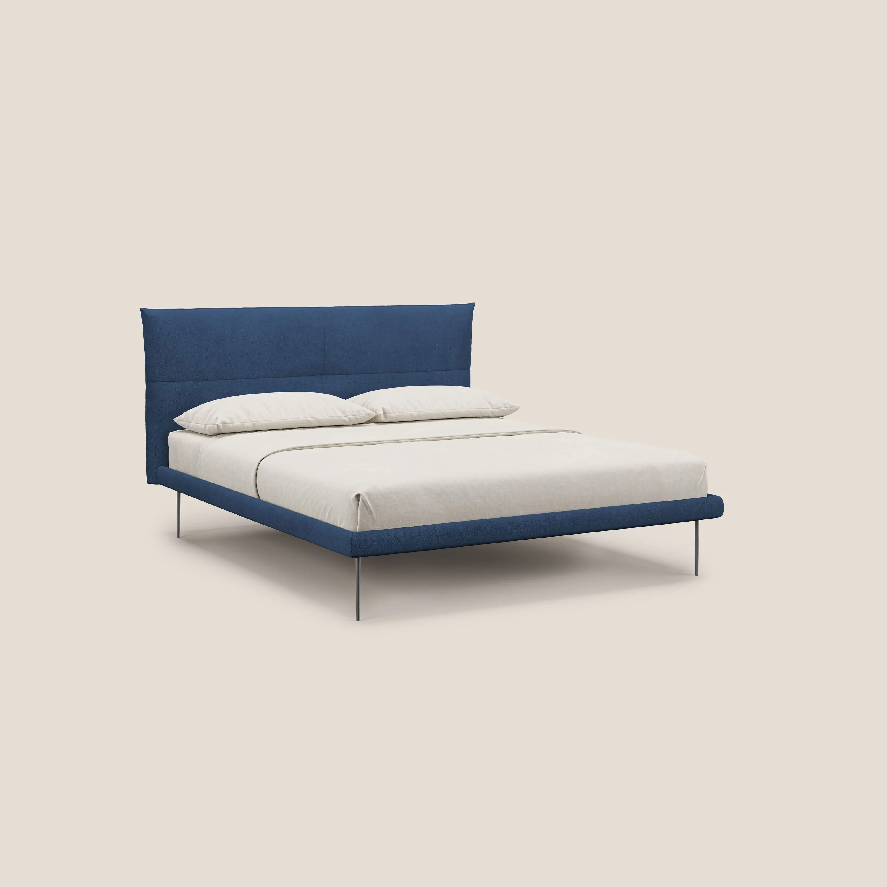 Akiko lit rembourré avec pieds hauts en métal en tissu imperméable T02 bleu
