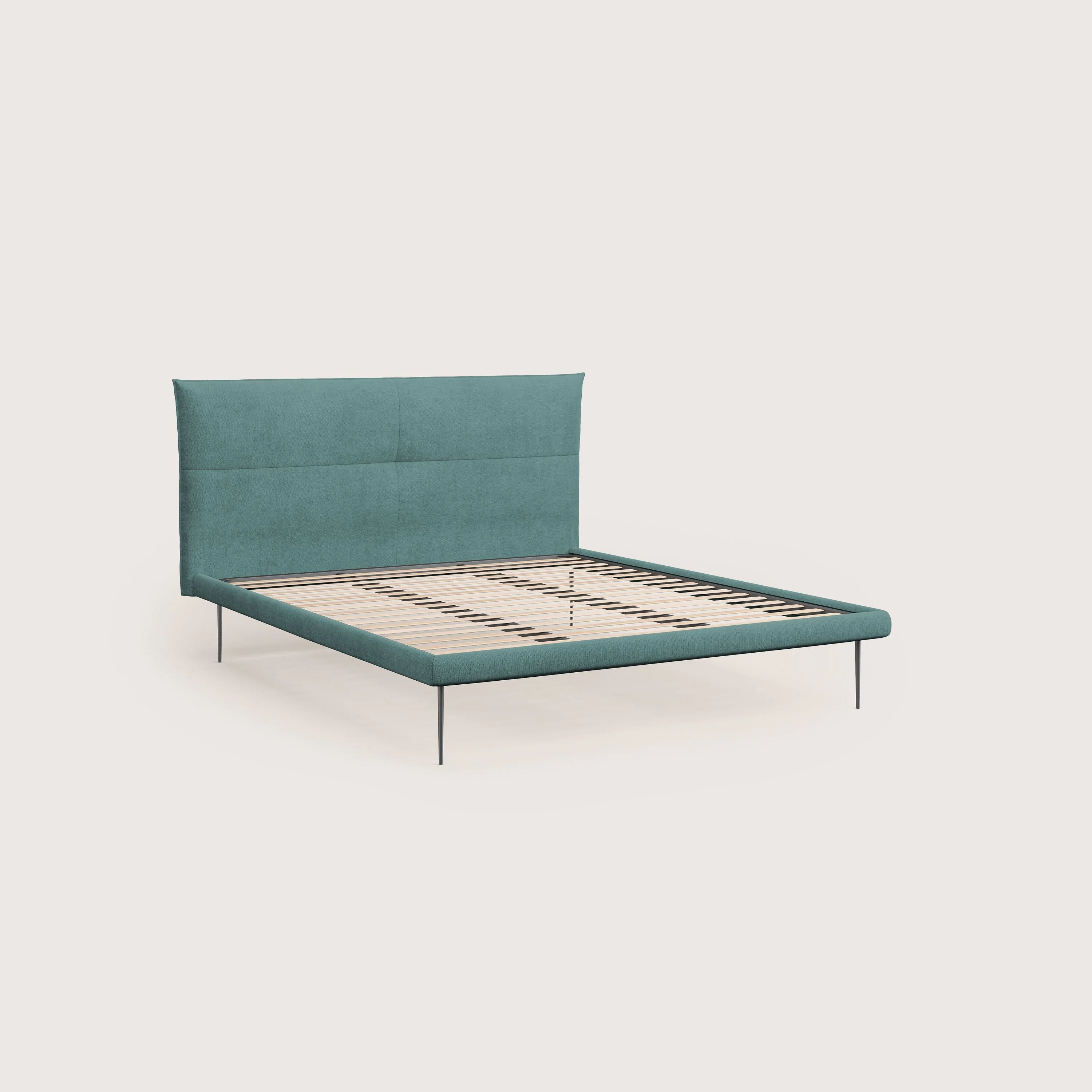 Akiko lit rembourré avec pieds hauts en métal en tissu imperméable T02 bleu canard - Image 7