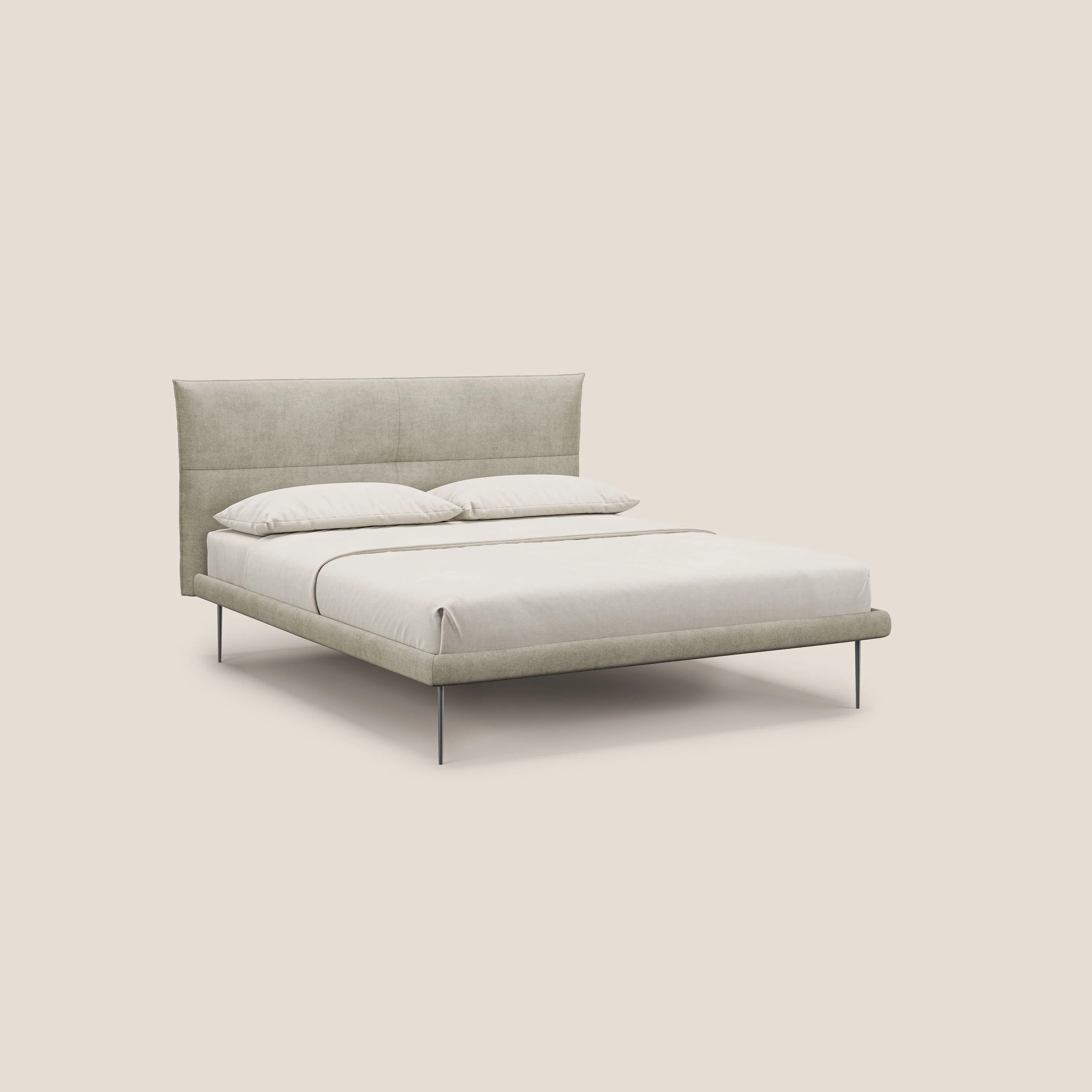 Akiko lit rembourré avec pieds hauts en métal en tissu imperméable T02 crème