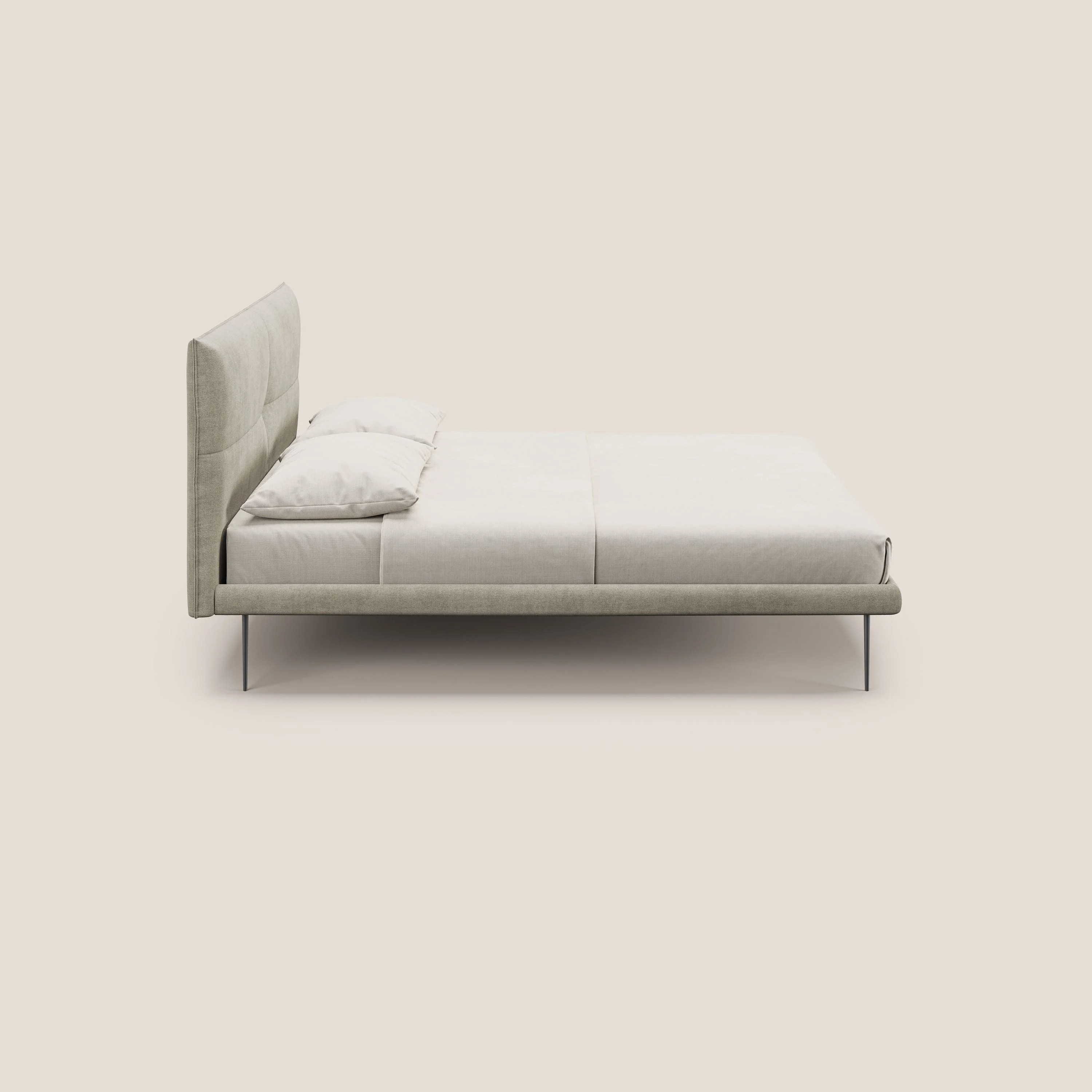 Akiko lit rembourré avec pieds hauts en métal en tissu imperméable T02 crème - Image 3