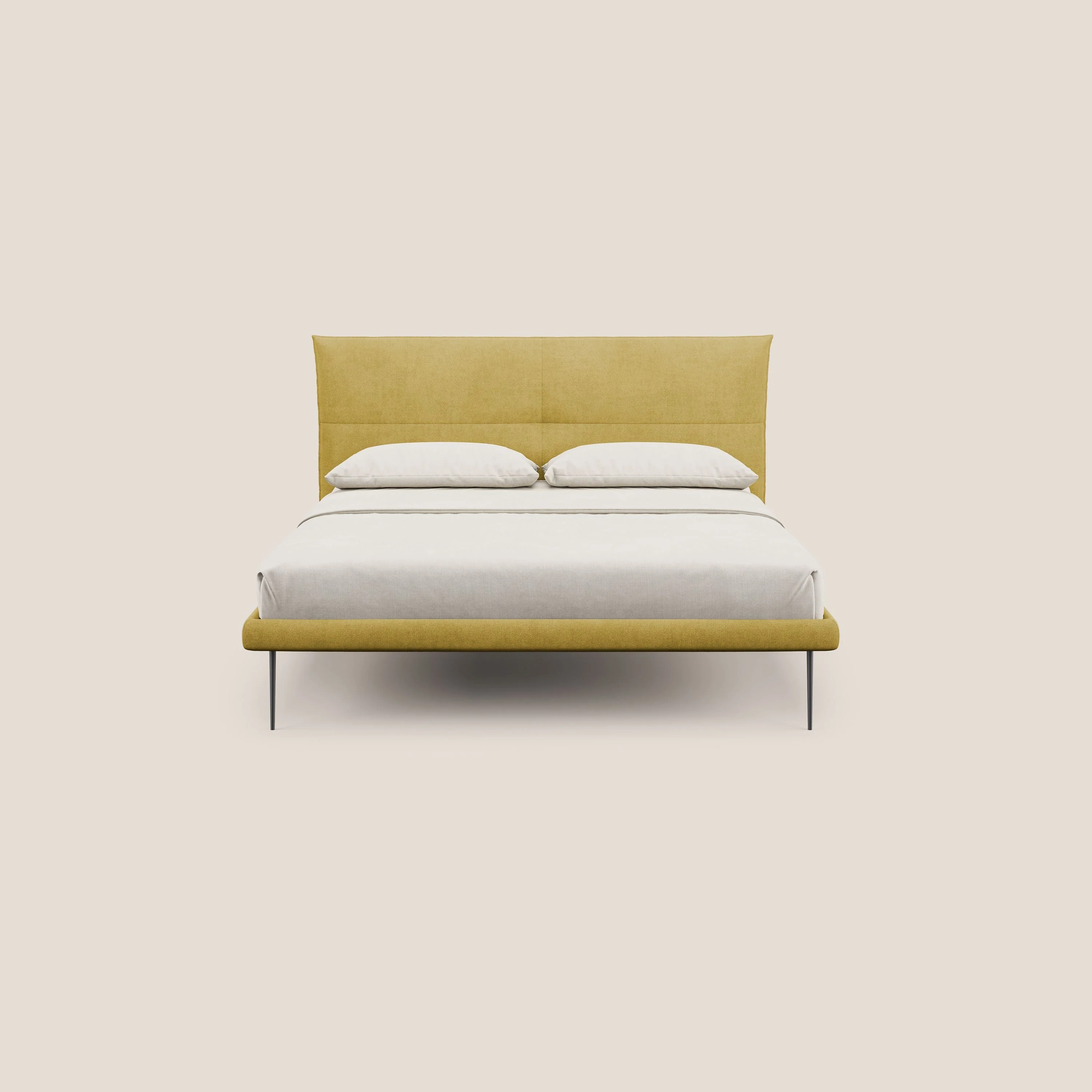 Akiko lit rembourré avec pieds hauts en métal en tissu imperméable T02 jaune - Image 2