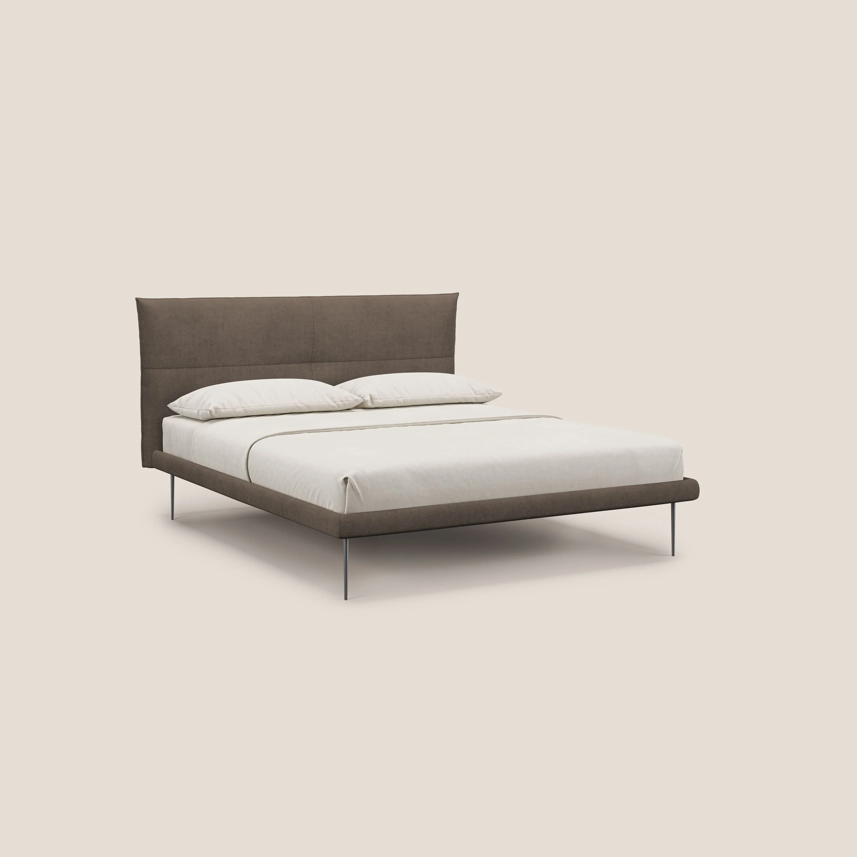 Akiko lit rembourré avec pieds hauts en métal en tissu imperméable T02 marron