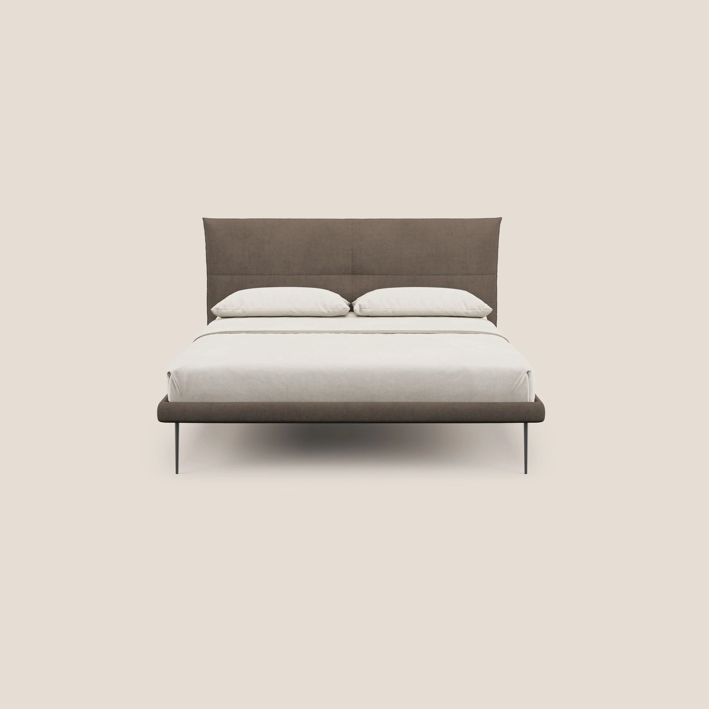 Akiko lit rembourré avec pieds hauts en métal en tissu imperméable T02 marron - Image 2