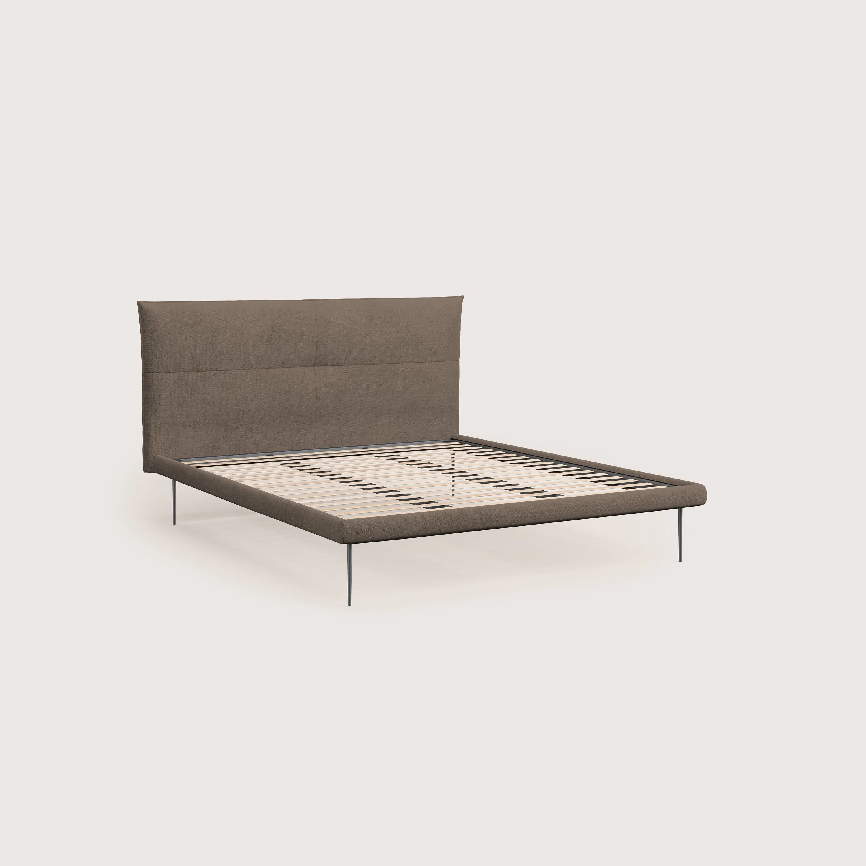 Akiko lit rembourré avec pieds hauts en métal en tissu imperméable T02 marron - Image 7
