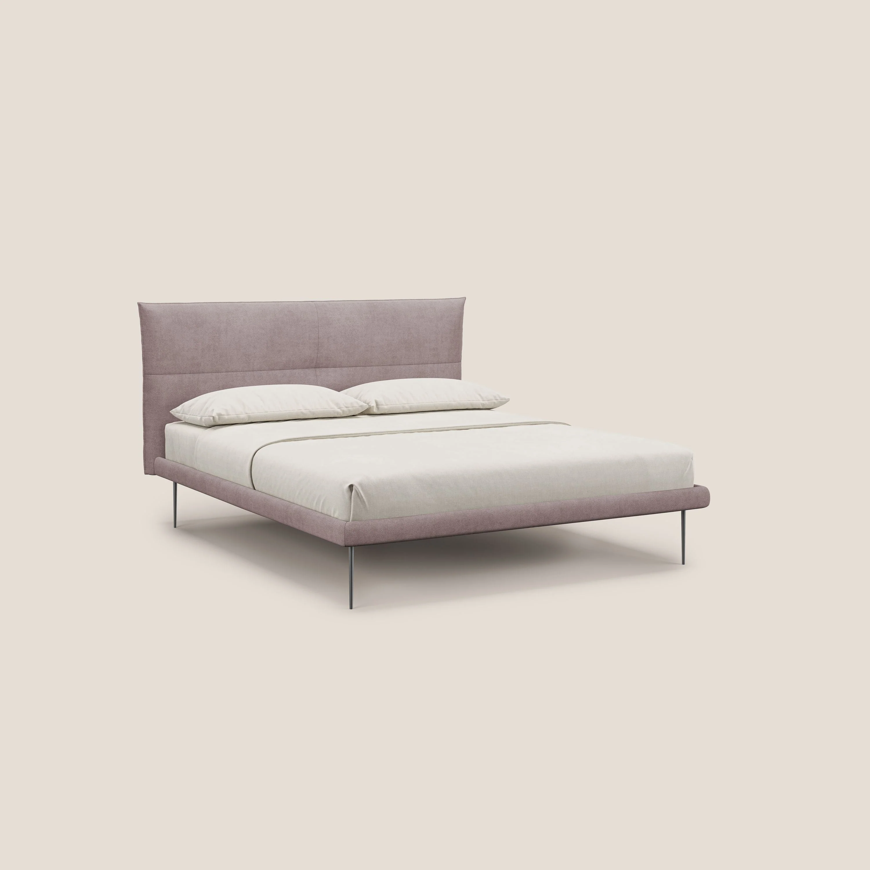 Akiko lit rembourré avec pieds hauts en métal en tissu imperméable T02 rose