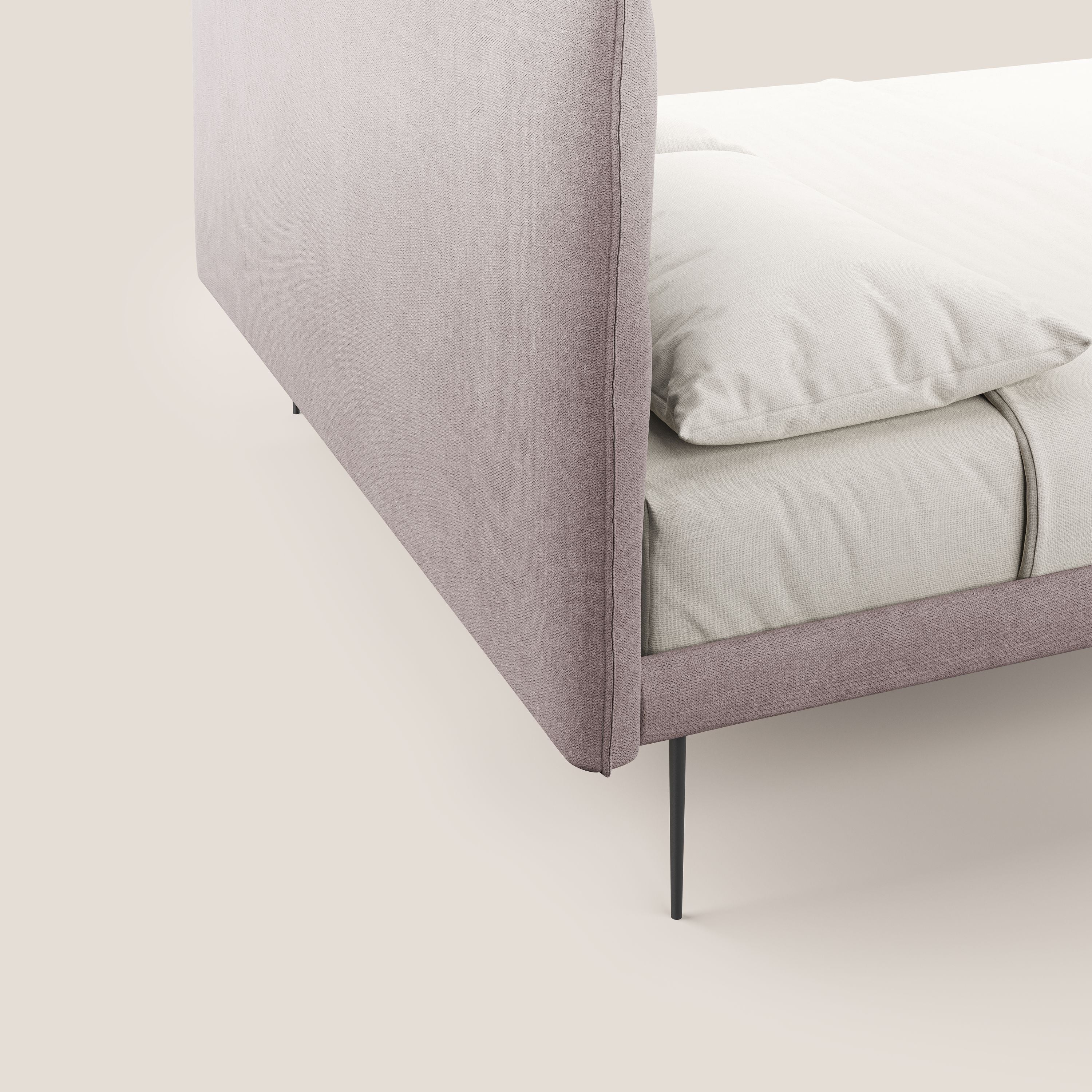 Akiko lit rembourré avec pieds hauts en métal en tissu imperméable T02 rose - Image 6