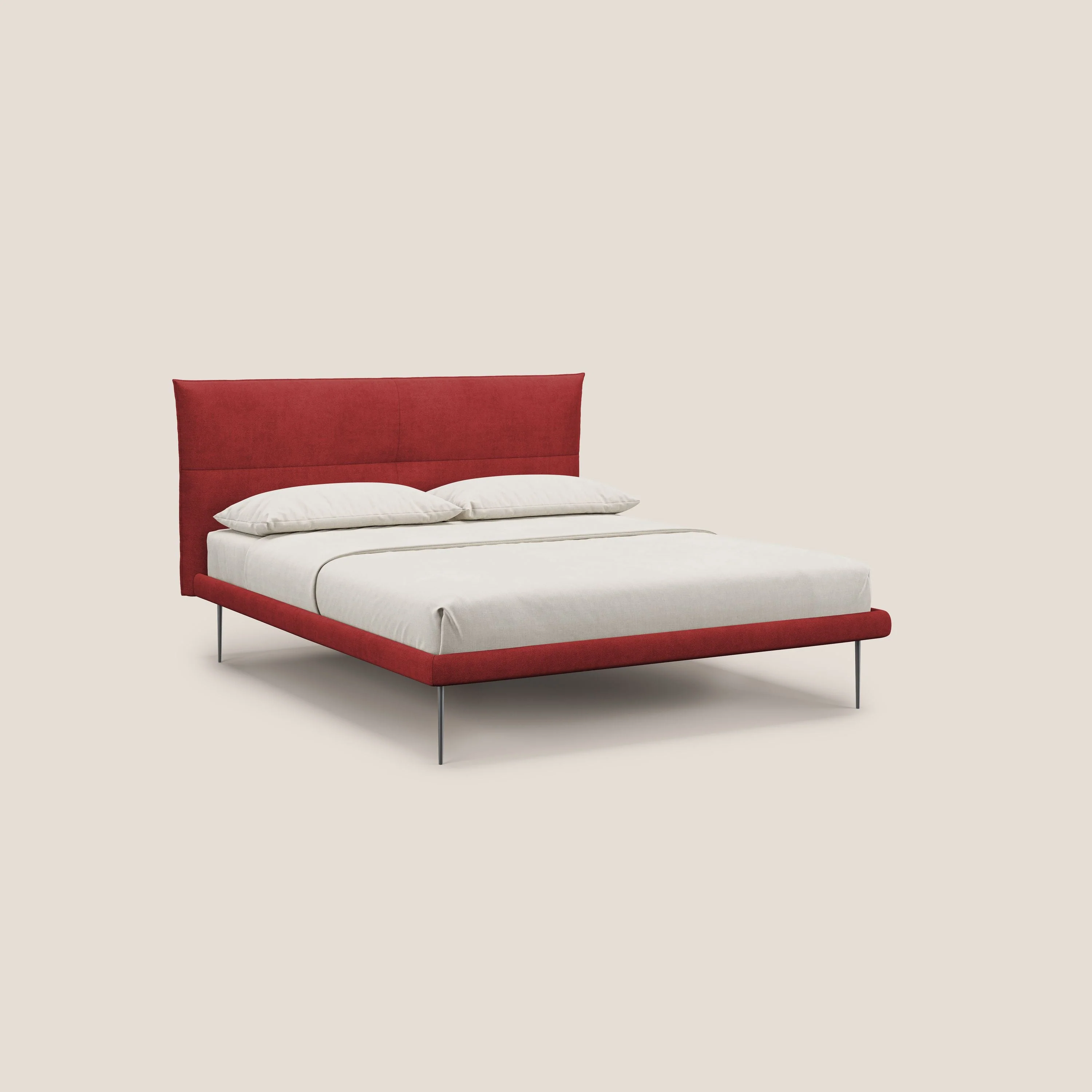 Akiko lit rembourré avec pieds hauts en métal en tissu imperméable T02 rouge