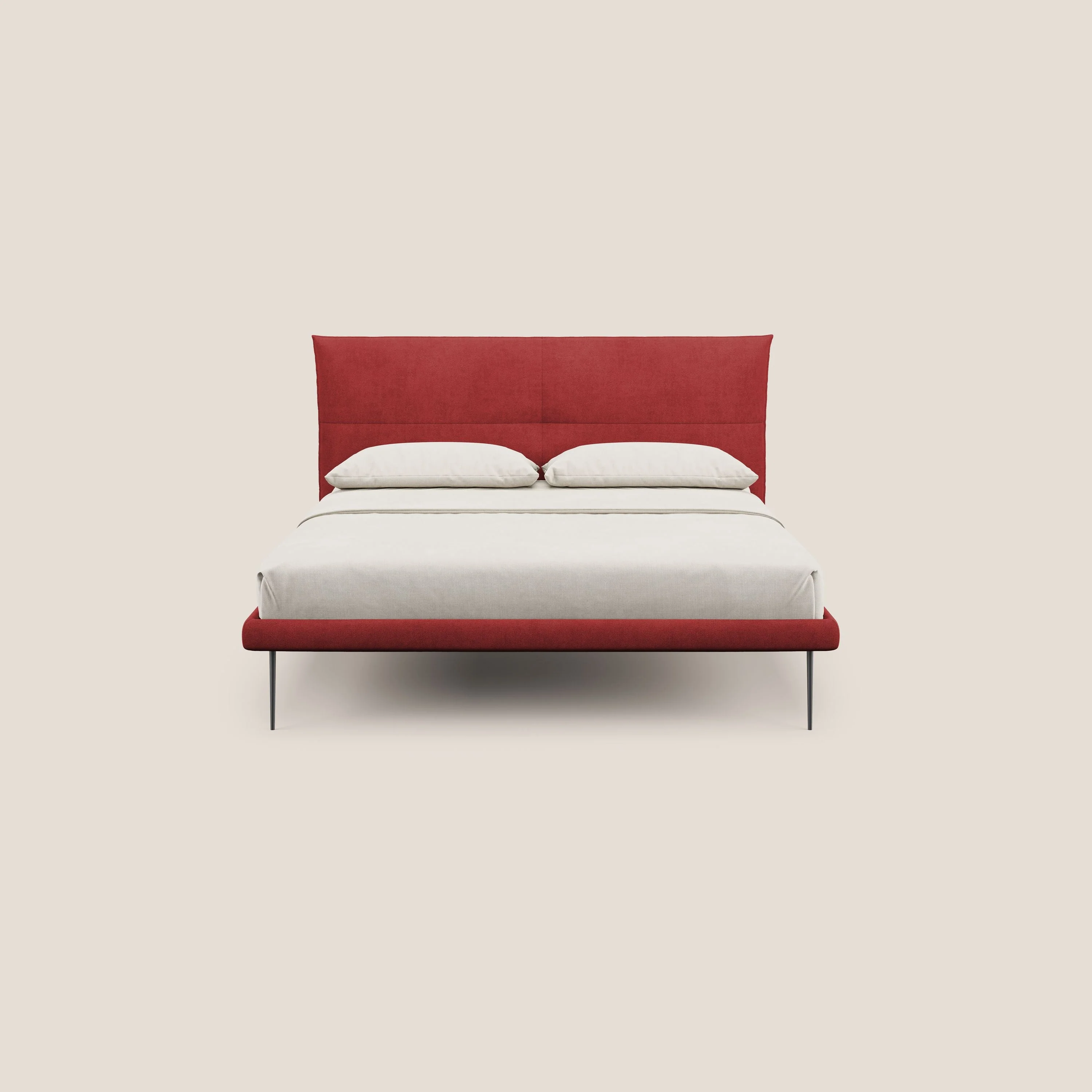 Akiko lit rembourré avec pieds hauts en métal en tissu imperméable T02 rouge - Image 2