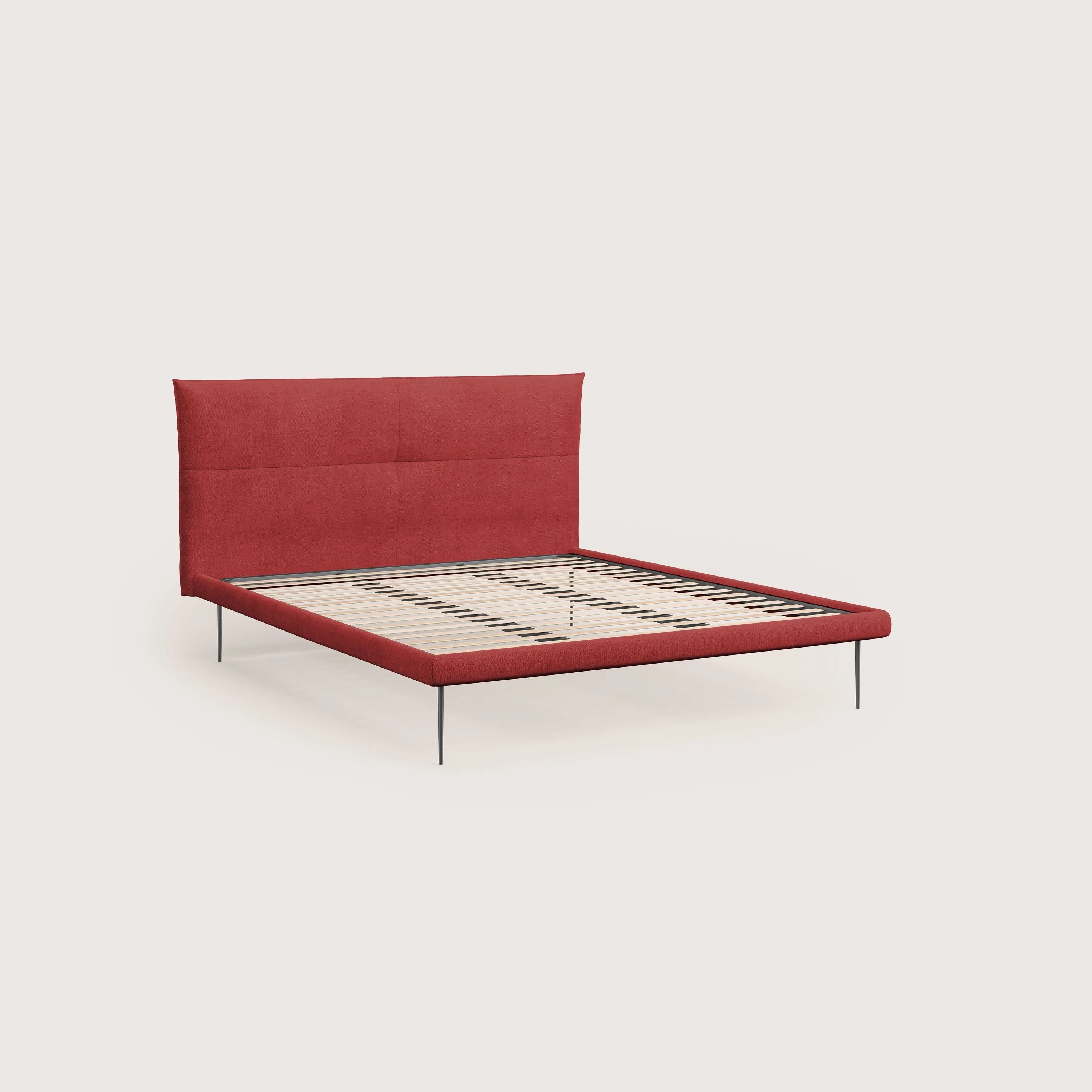 Akiko lit rembourré avec pieds hauts en métal en tissu imperméable T02 rouge - Image 7