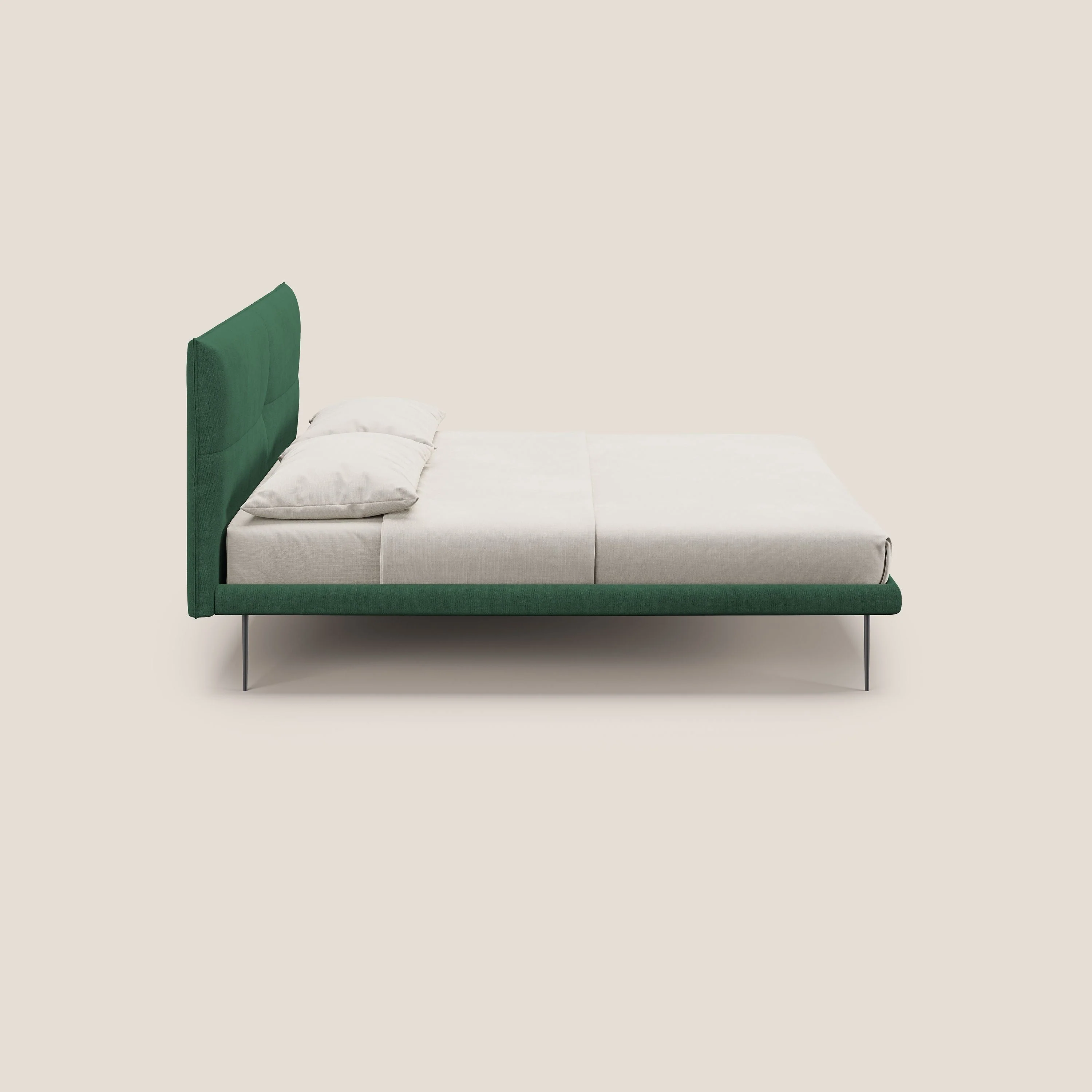 Akiko lit rembourré avec pieds hauts en métal en tissu imperméable T02 vert - Image 3
