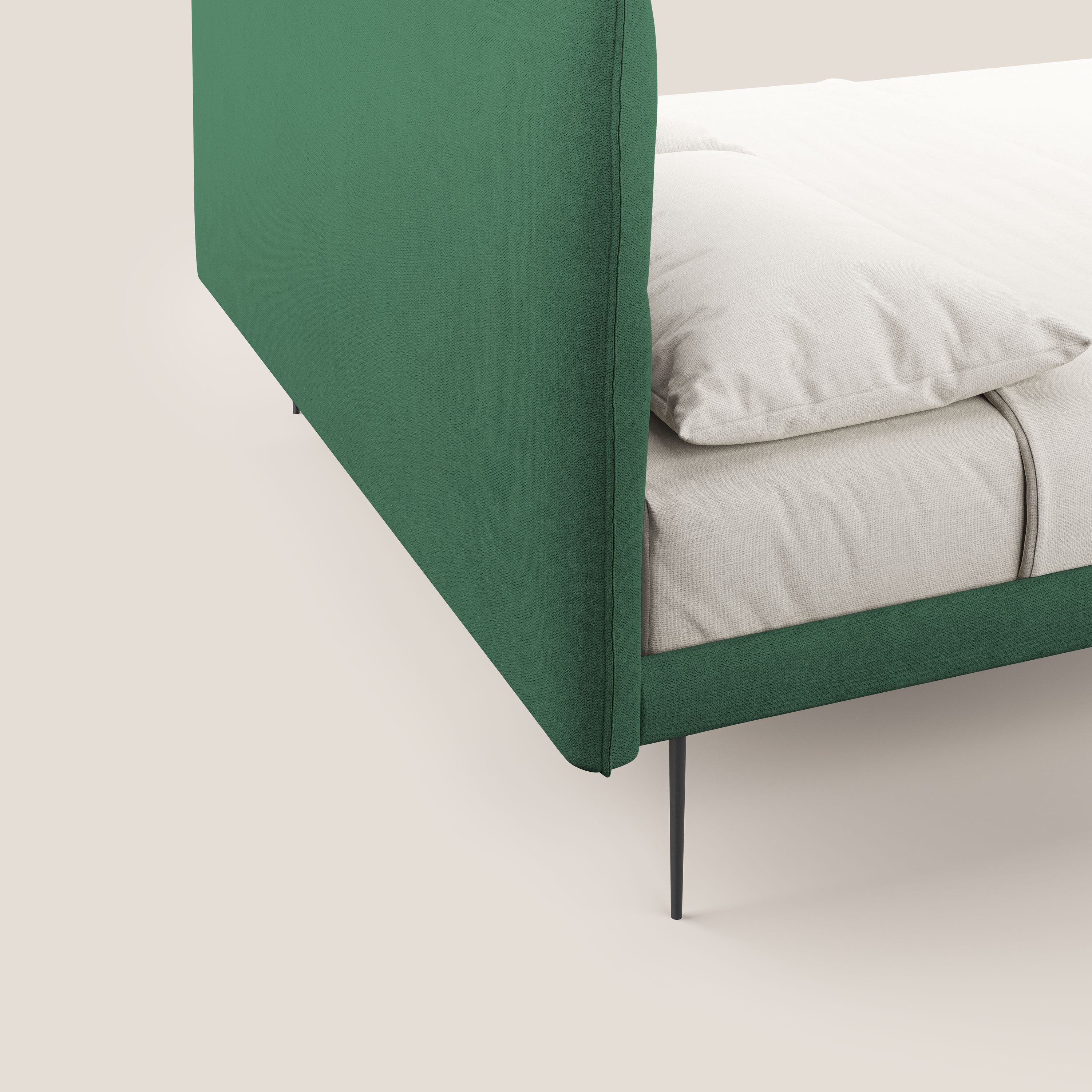 Akiko lit rembourré avec pieds hauts en métal en tissu imperméable T02 vert - Image 6