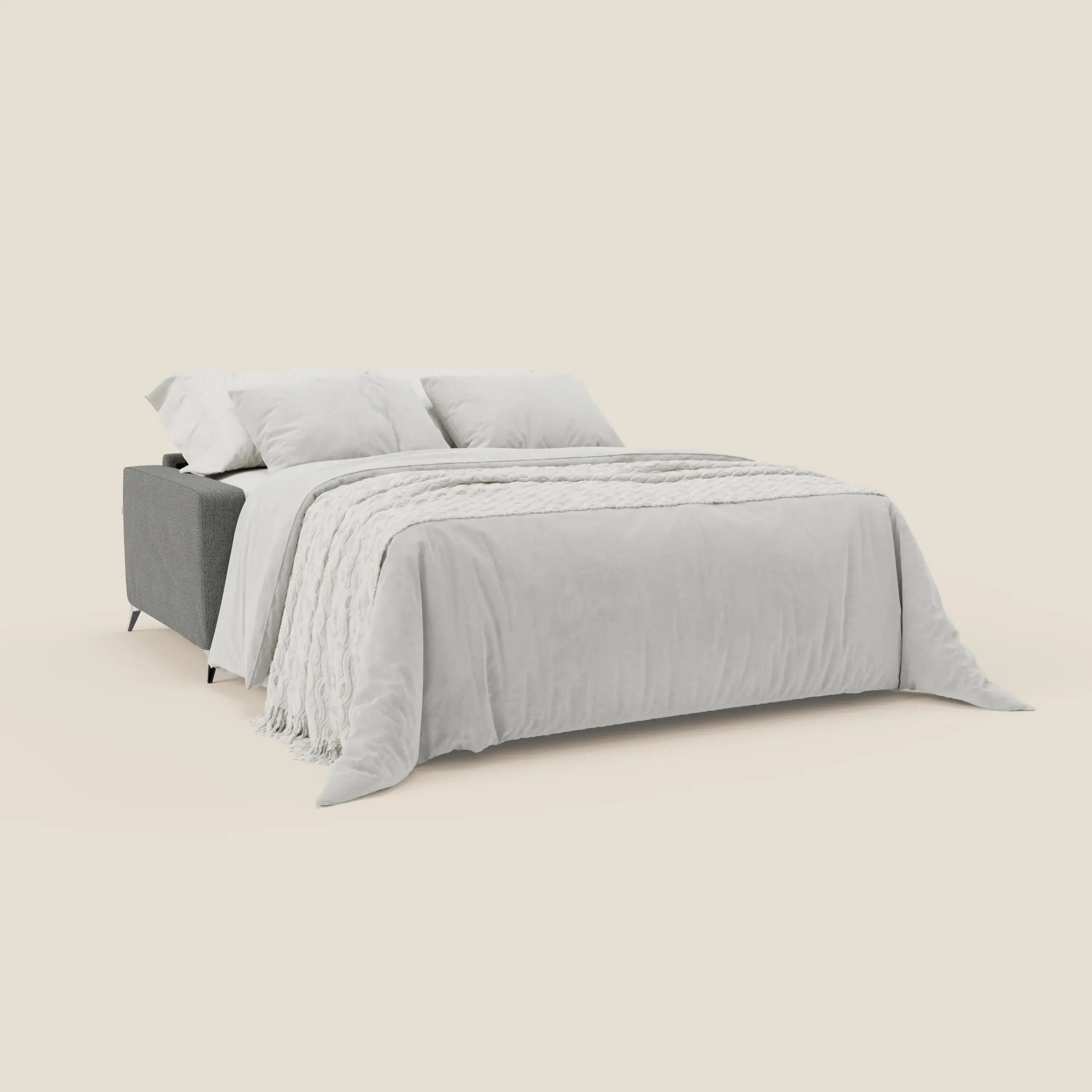 Alaya canapé convertible avec coussins de dossier douillet en tissu imperméable T03 gris - Image 2