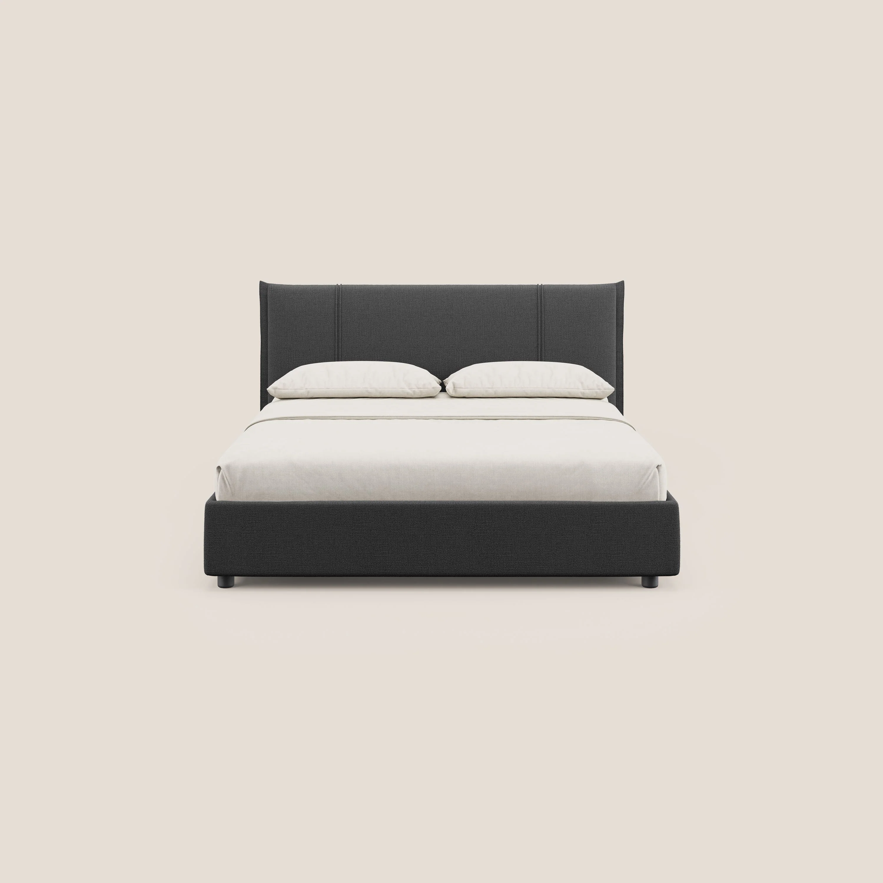 Alicia lit rembourré avec coffre de rangement en tissu imperméable T14 anthracite - Image 3