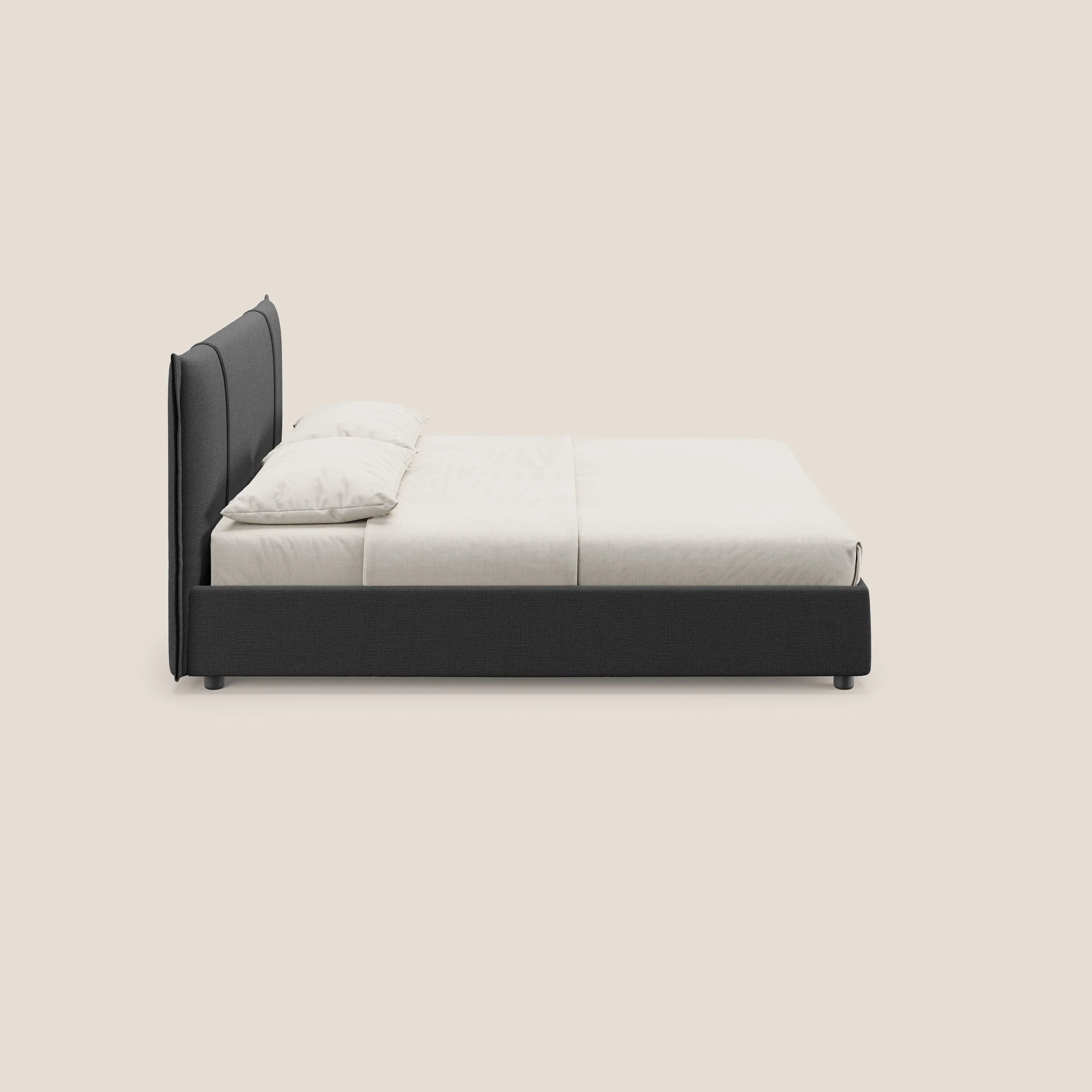 Alicia lit rembourré avec coffre de rangement en tissu imperméable T14 anthracite - Image 4