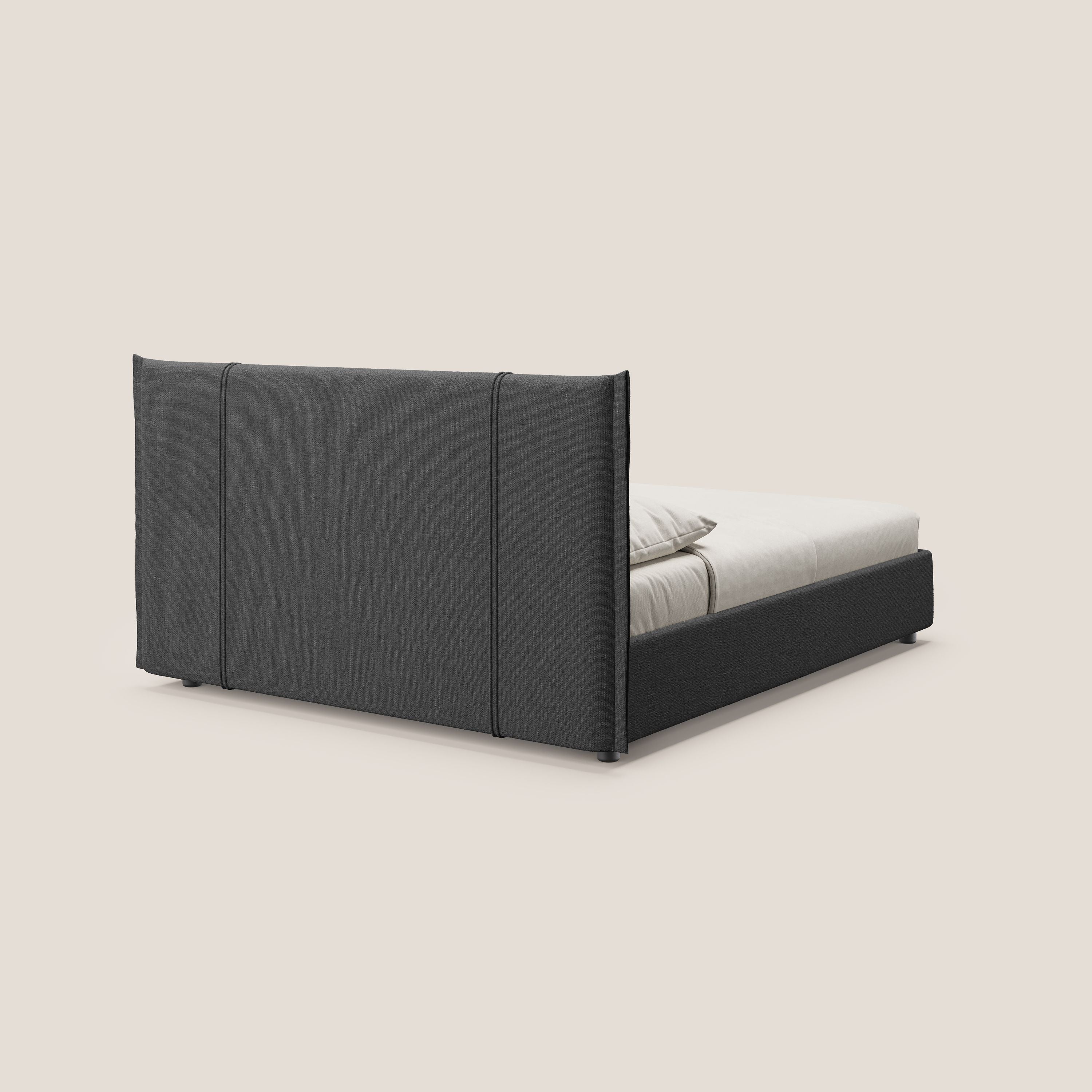 Alicia lit rembourré avec coffre de rangement en tissu imperméable T14 anthracite - Image 5