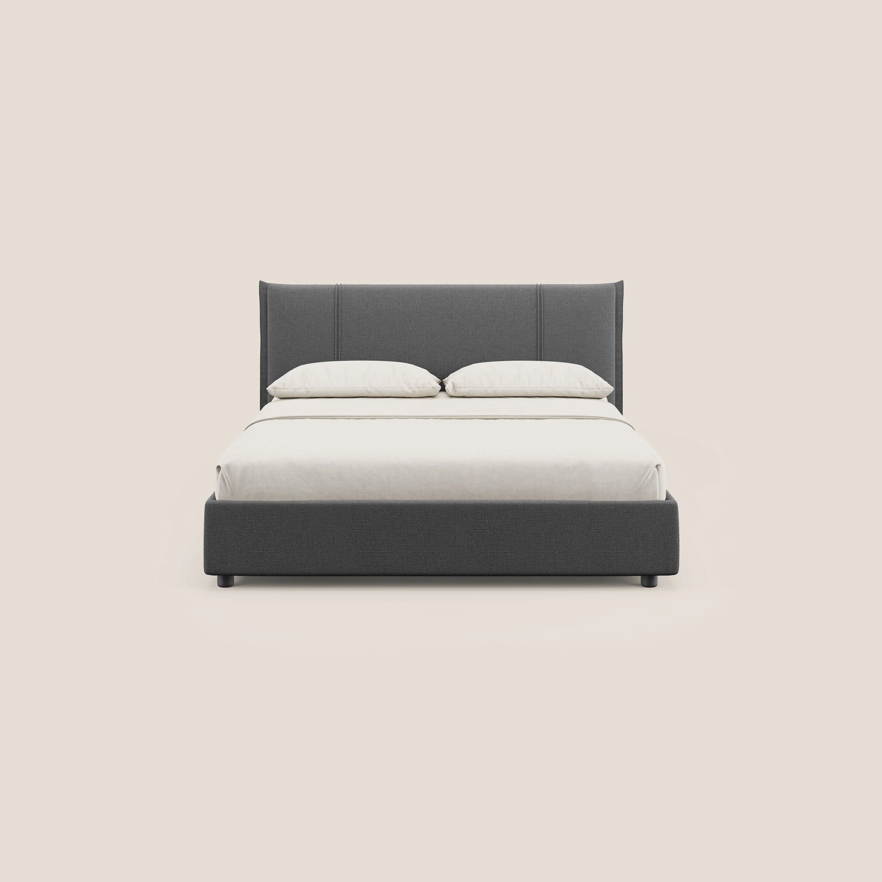 Alicia lit rembourré avec coffre de rangement en tissu imperméable T14 gris - Image 3