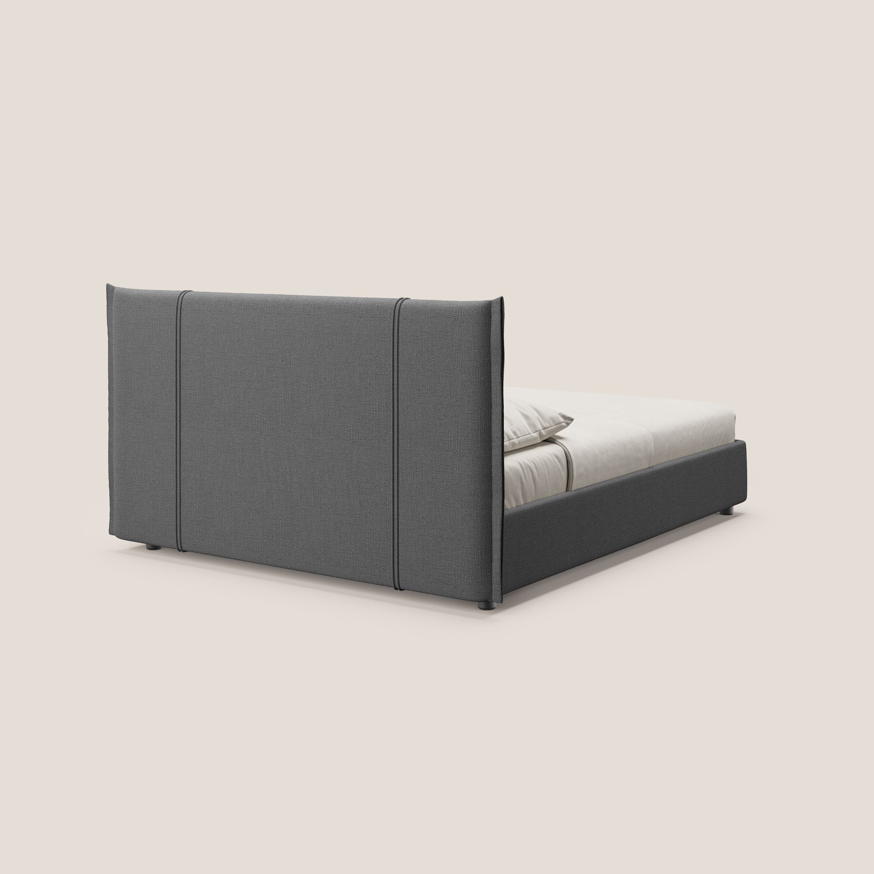Alicia lit rembourré avec coffre de rangement en tissu imperméable T14 gris - Image 5
