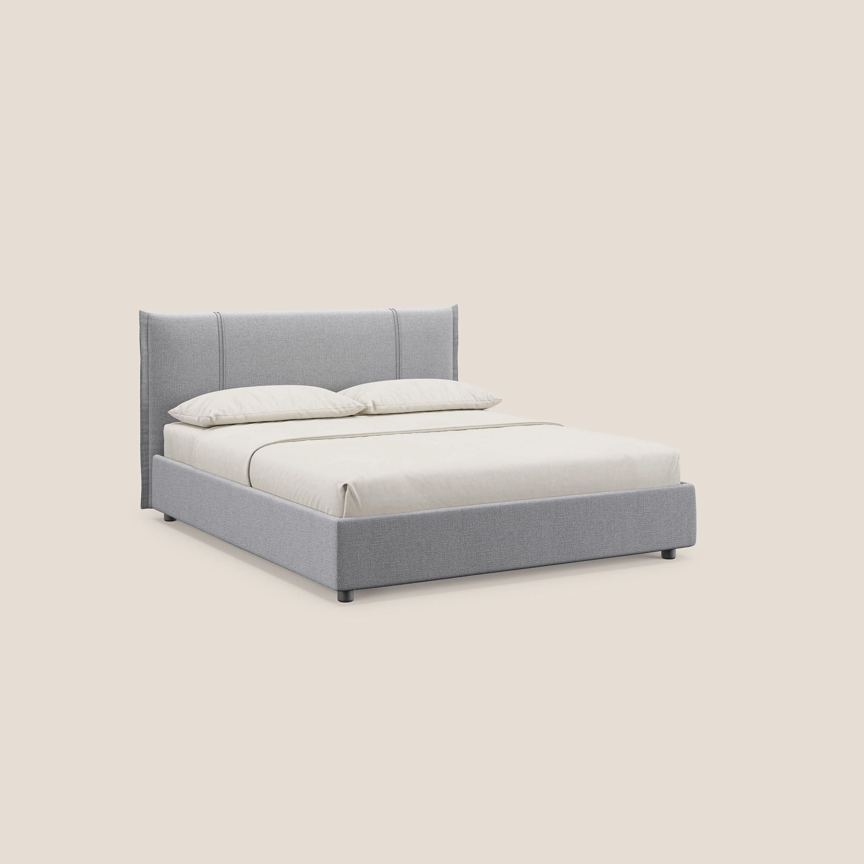 Alicia lit rembourré avec coffre de rangement en tissu imperméable T14 gris clair