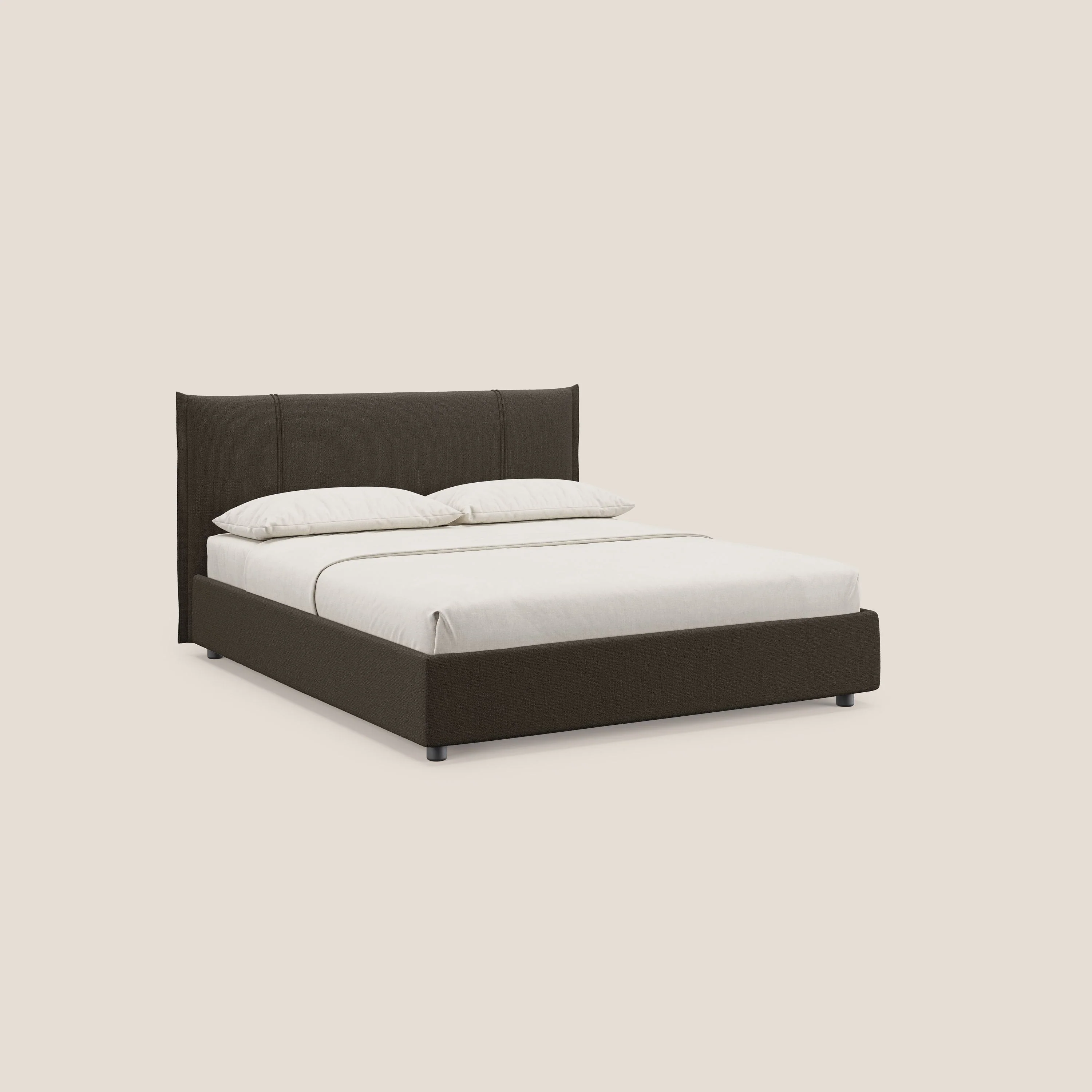 Alicia lit rembourré avec coffre de rangement en tissu imperméable T14 marron