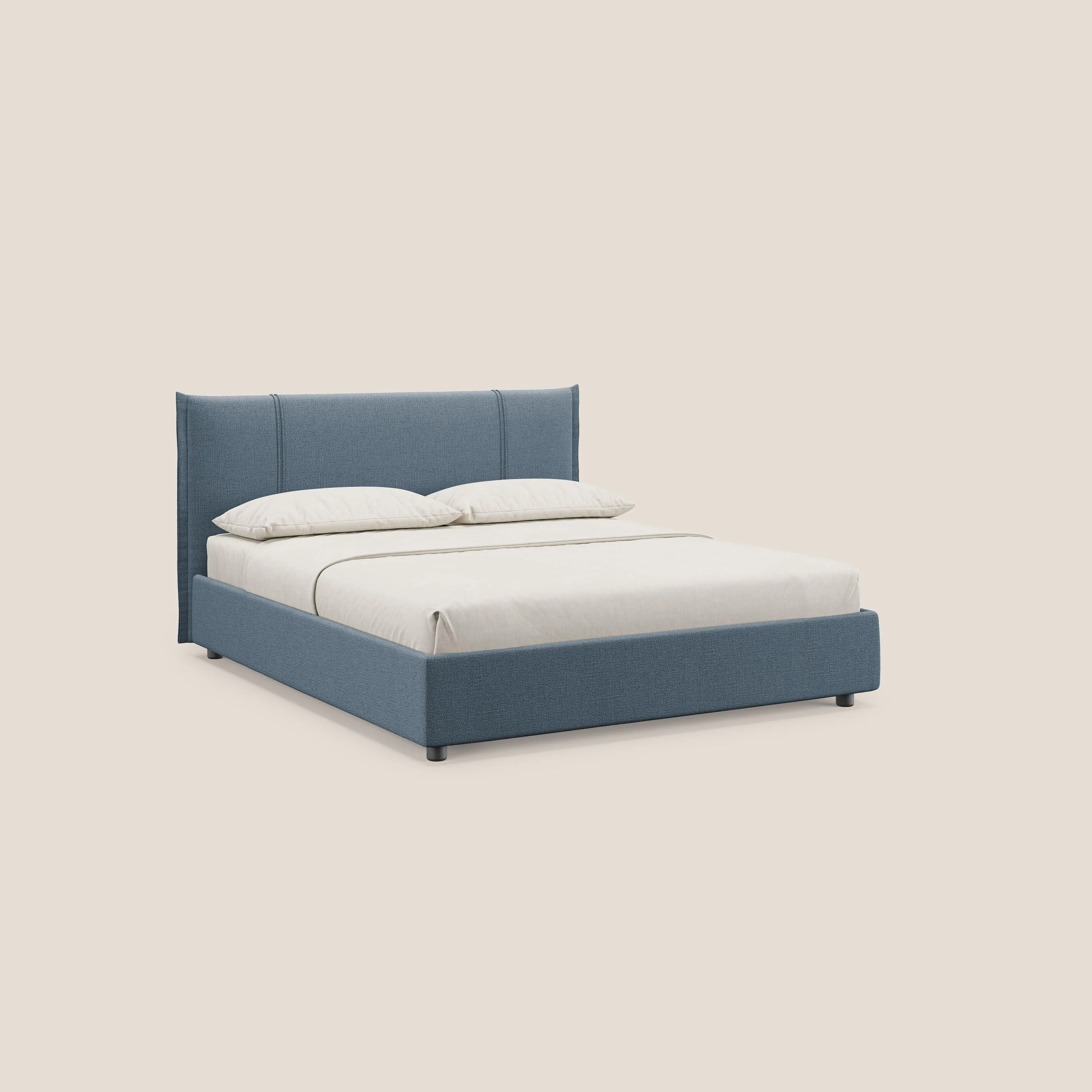 Alicia lit rembourré avec coffre de rangement en tissu imperméable T14 sucre glace