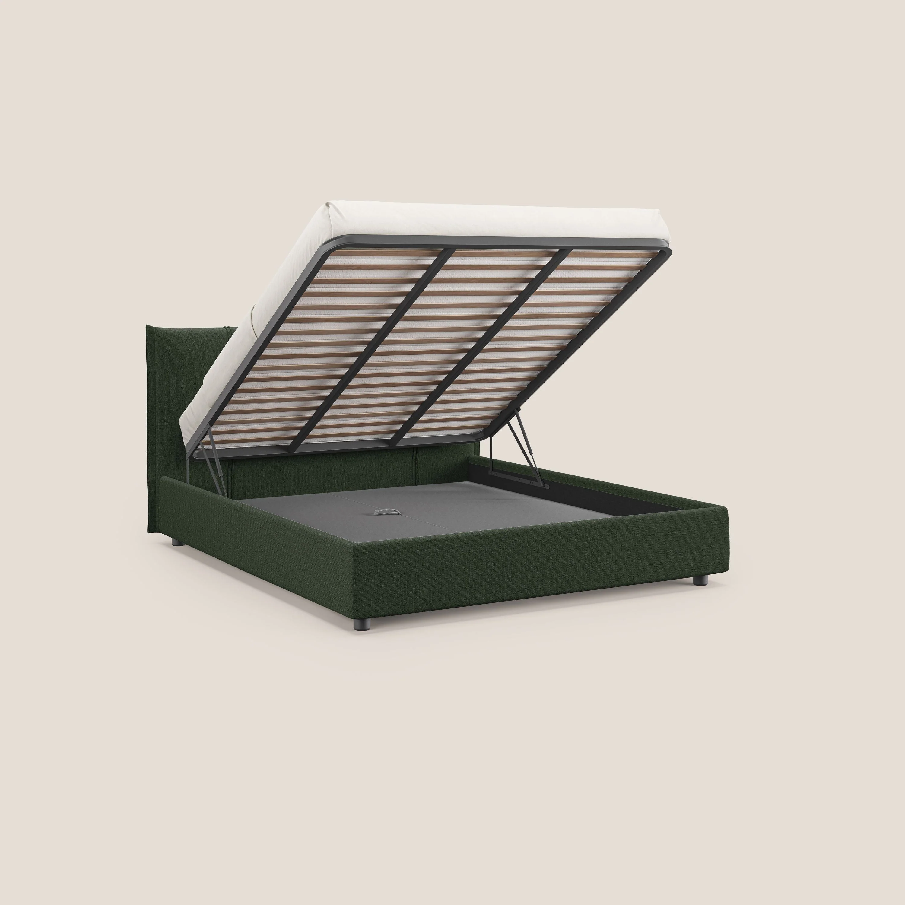 Alicia lit rembourré avec coffre de rangement en tissu imperméable T14 vert - Image 2
