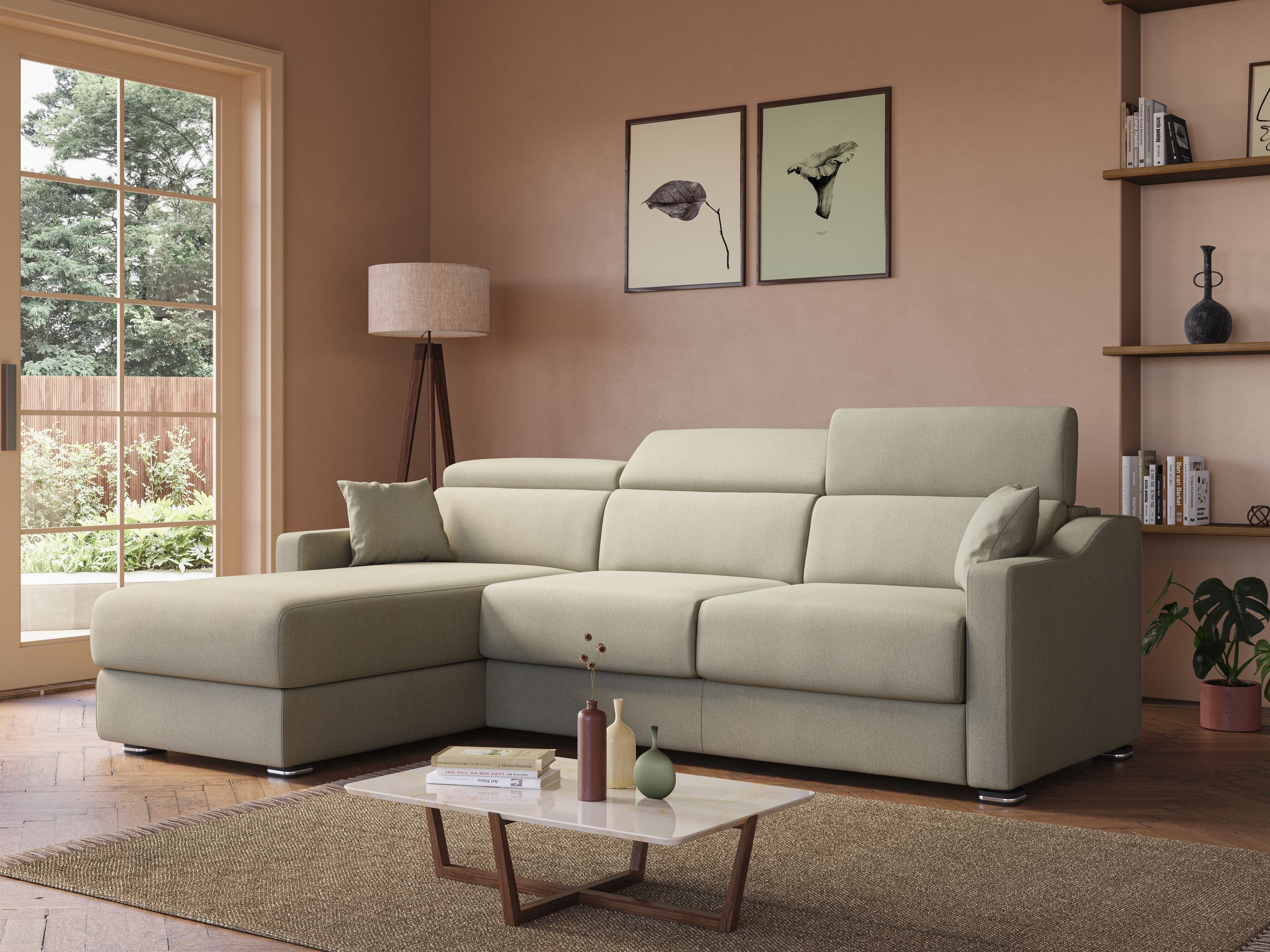 Amber canapé d'angle convertible en tissu détachable T05 gris - Image 7