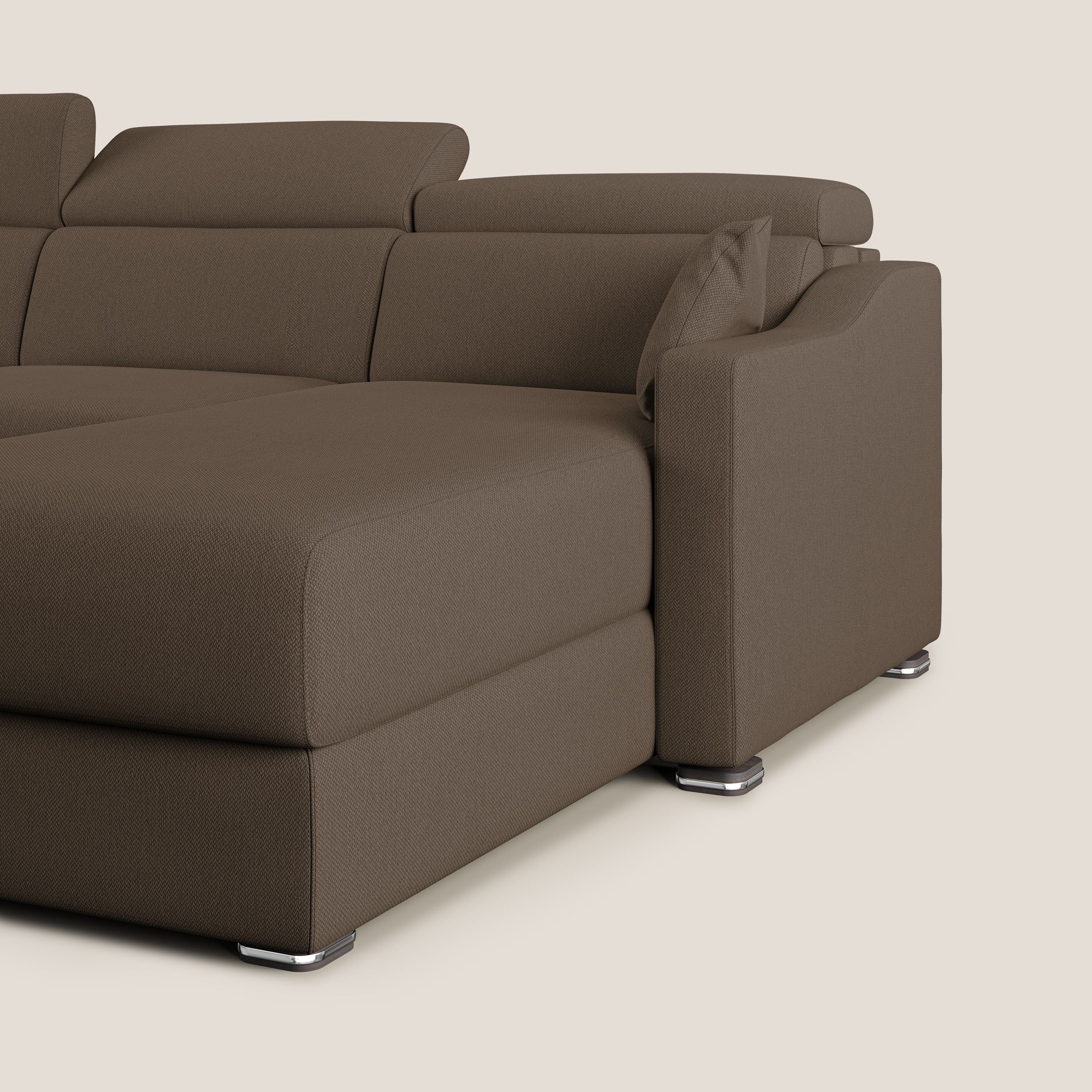 Amber canapé d'angle convertible en tissu détachable T05 marron - Image 5