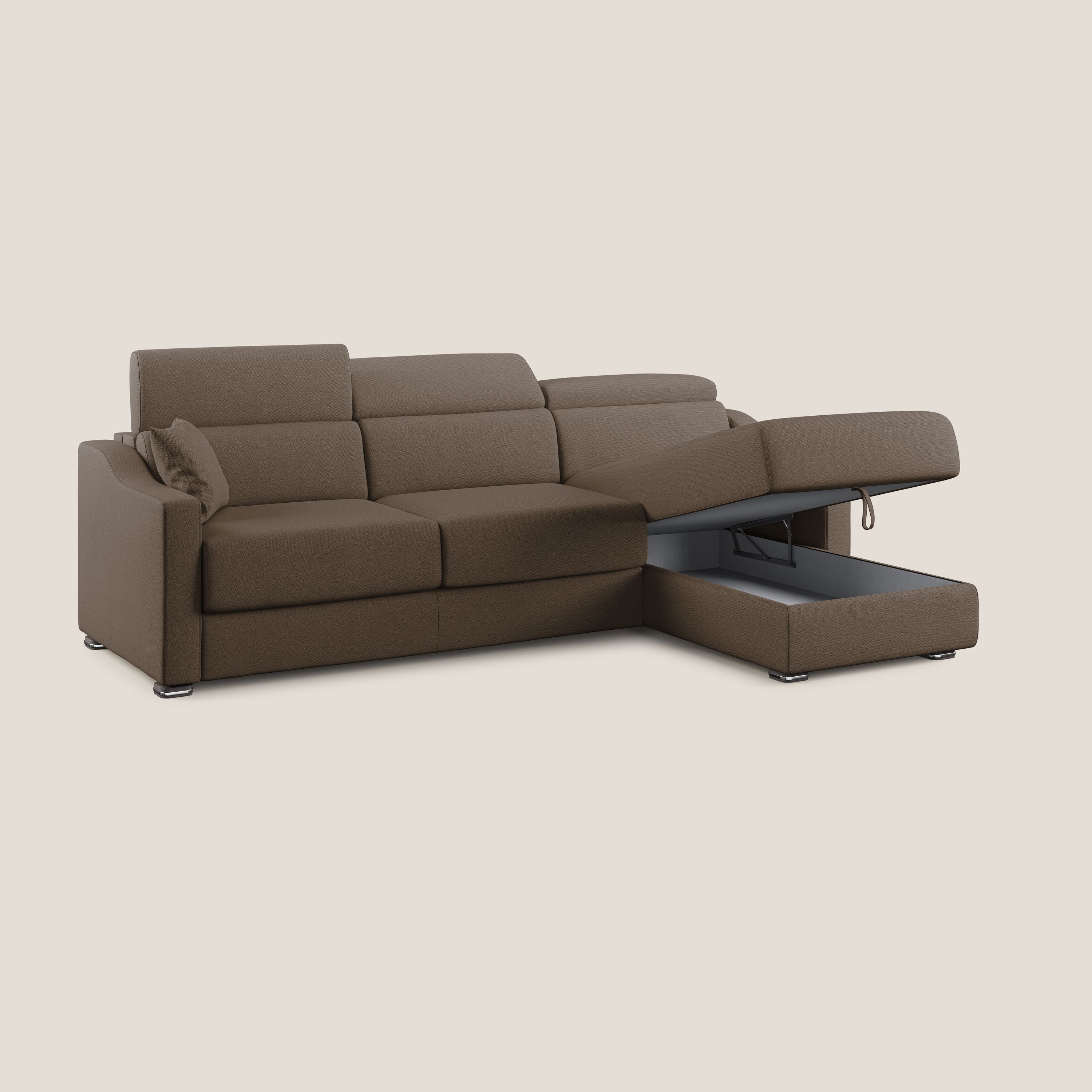 Amber canapé d'angle convertible en tissu détachable T05 marron - Image 6