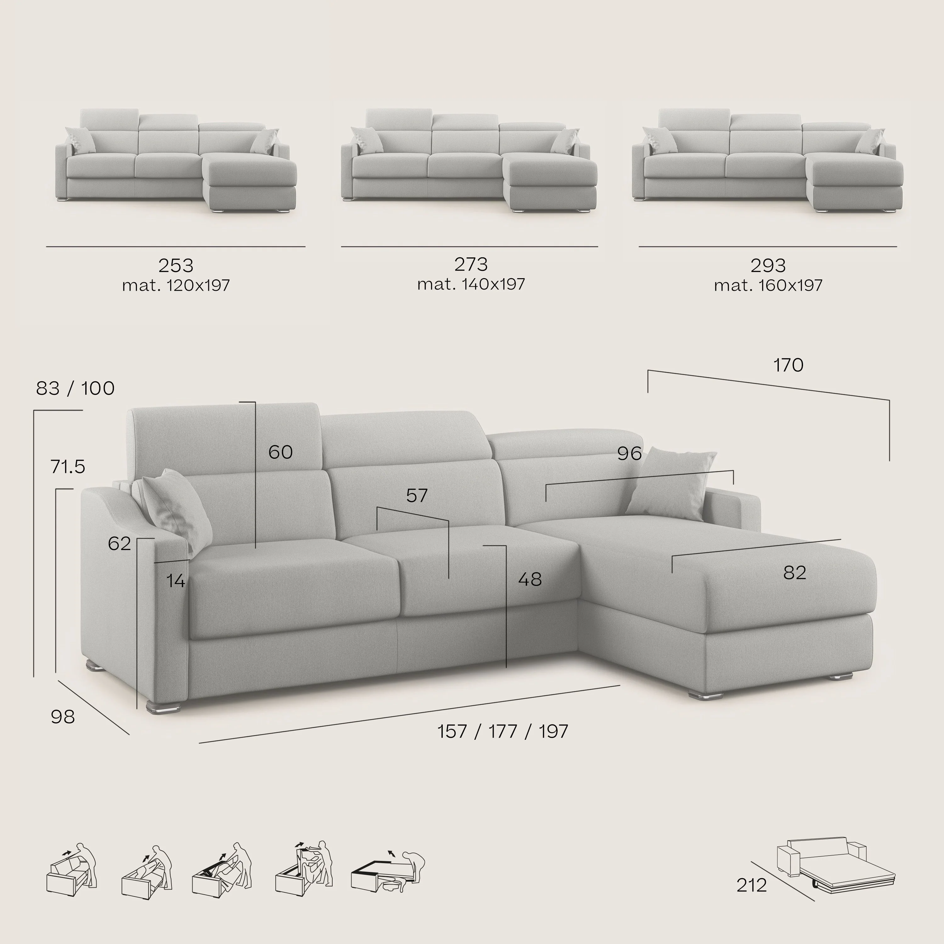Amber canapé d'angle convertible en tissu détachable T05 vert - Image 13