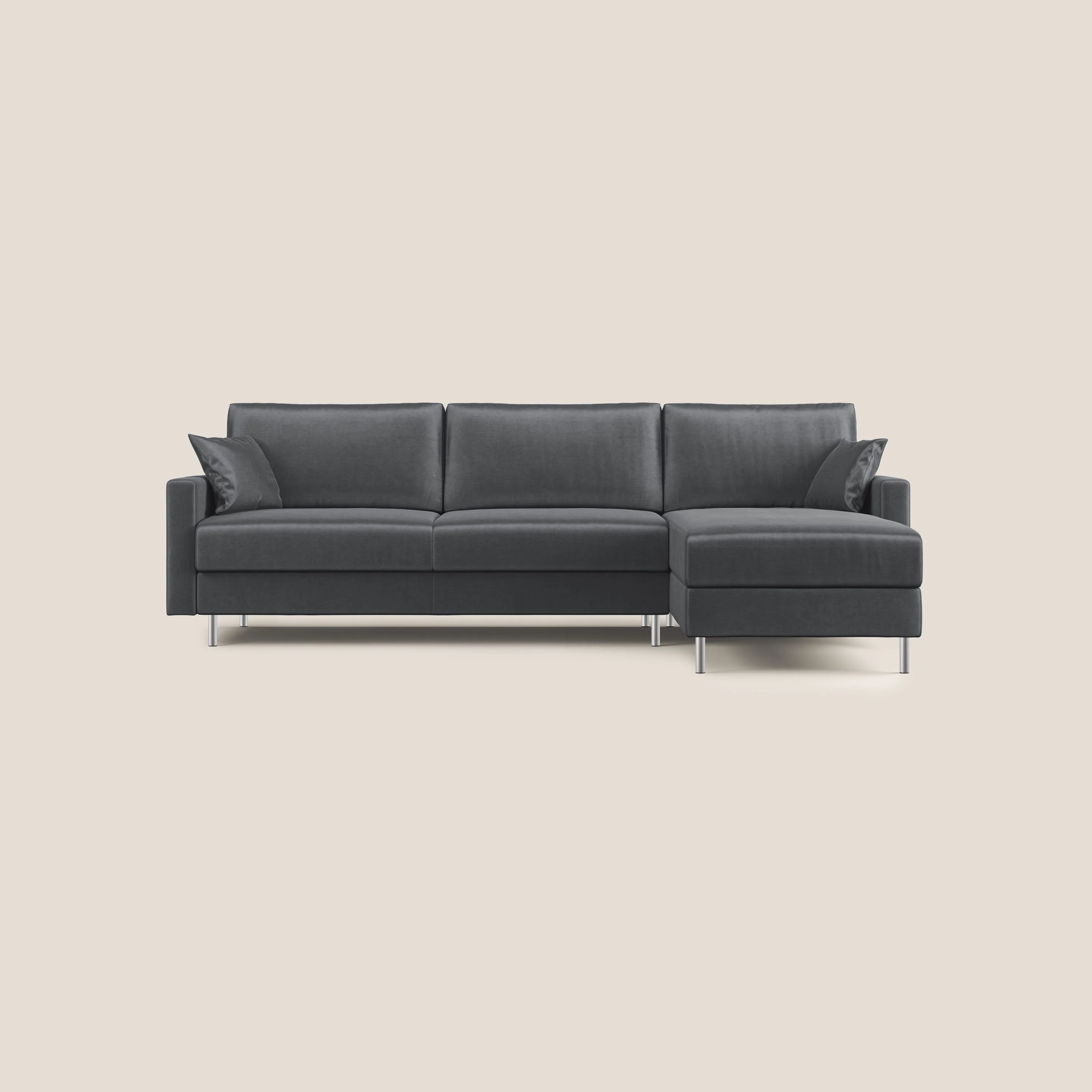 Andromeda canapé-lit d’angle en velours doux imperméable T01 anthracite