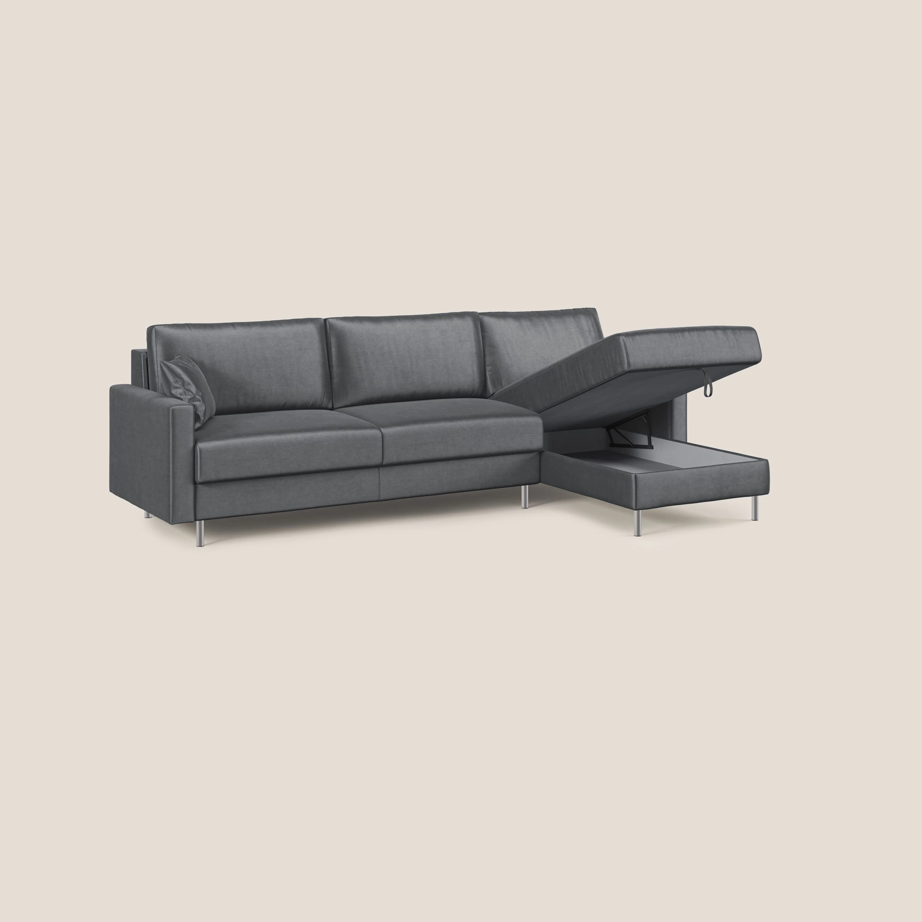 Andromeda canapé-lit d’angle en velours doux imperméable T01 anthracite - Image 4