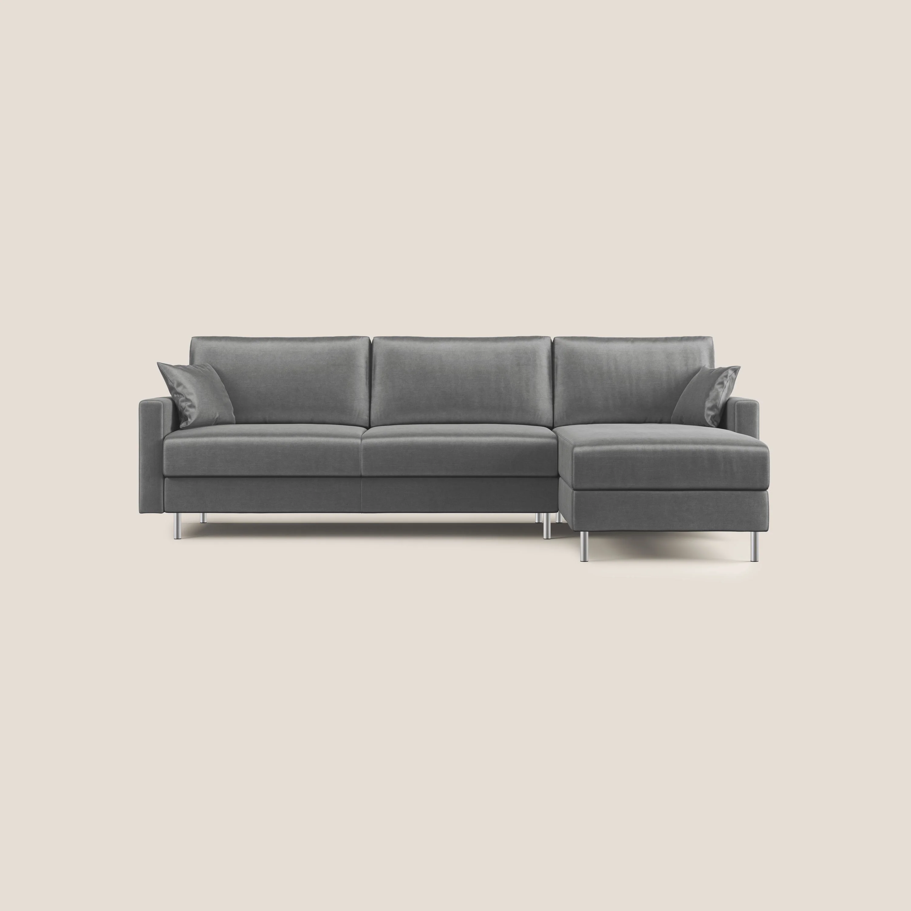 Andromeda canapé-lit d’angle en velours doux imperméable T01 gris