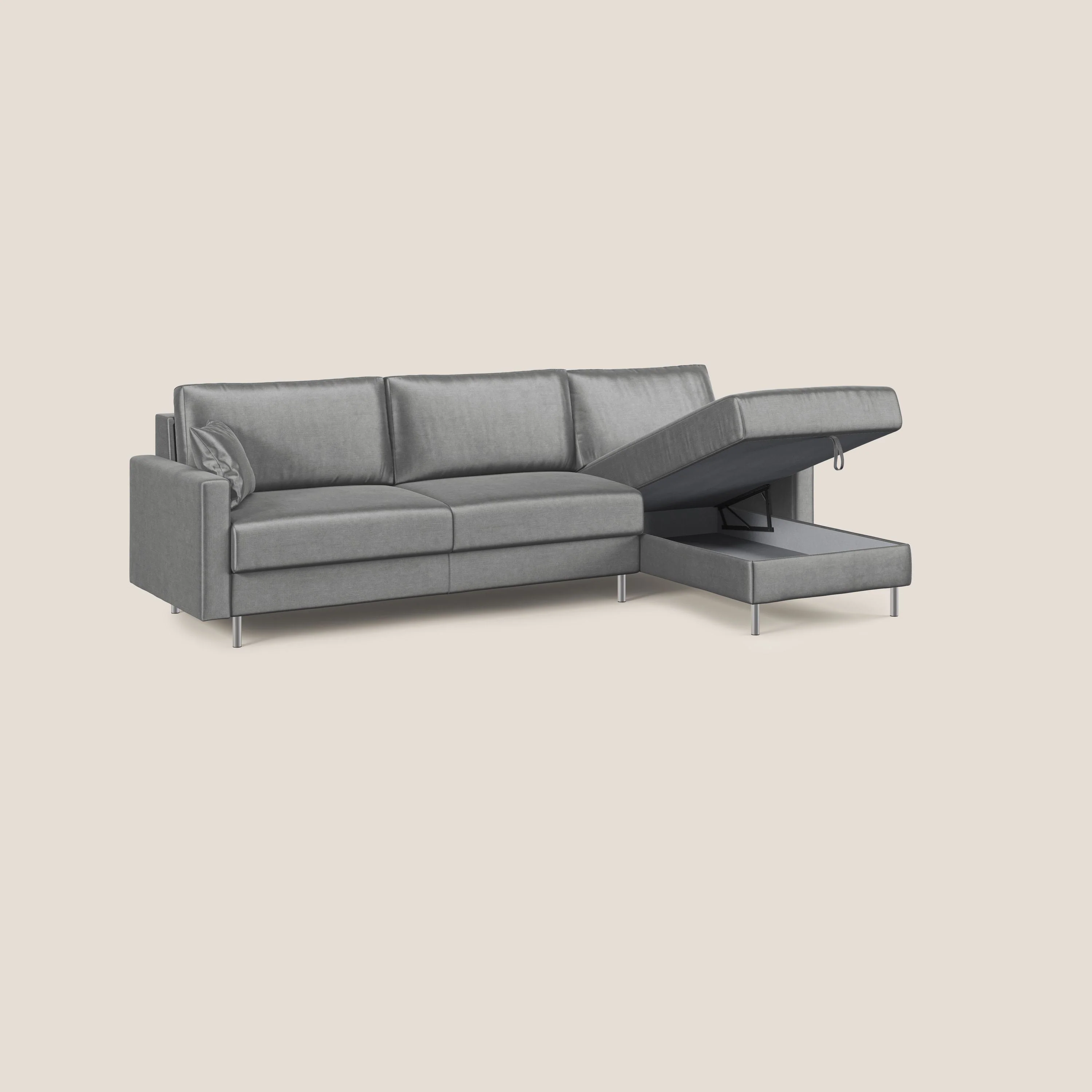 Andromeda canapé-lit d’angle en velours doux imperméable T01 gris - Image 4
