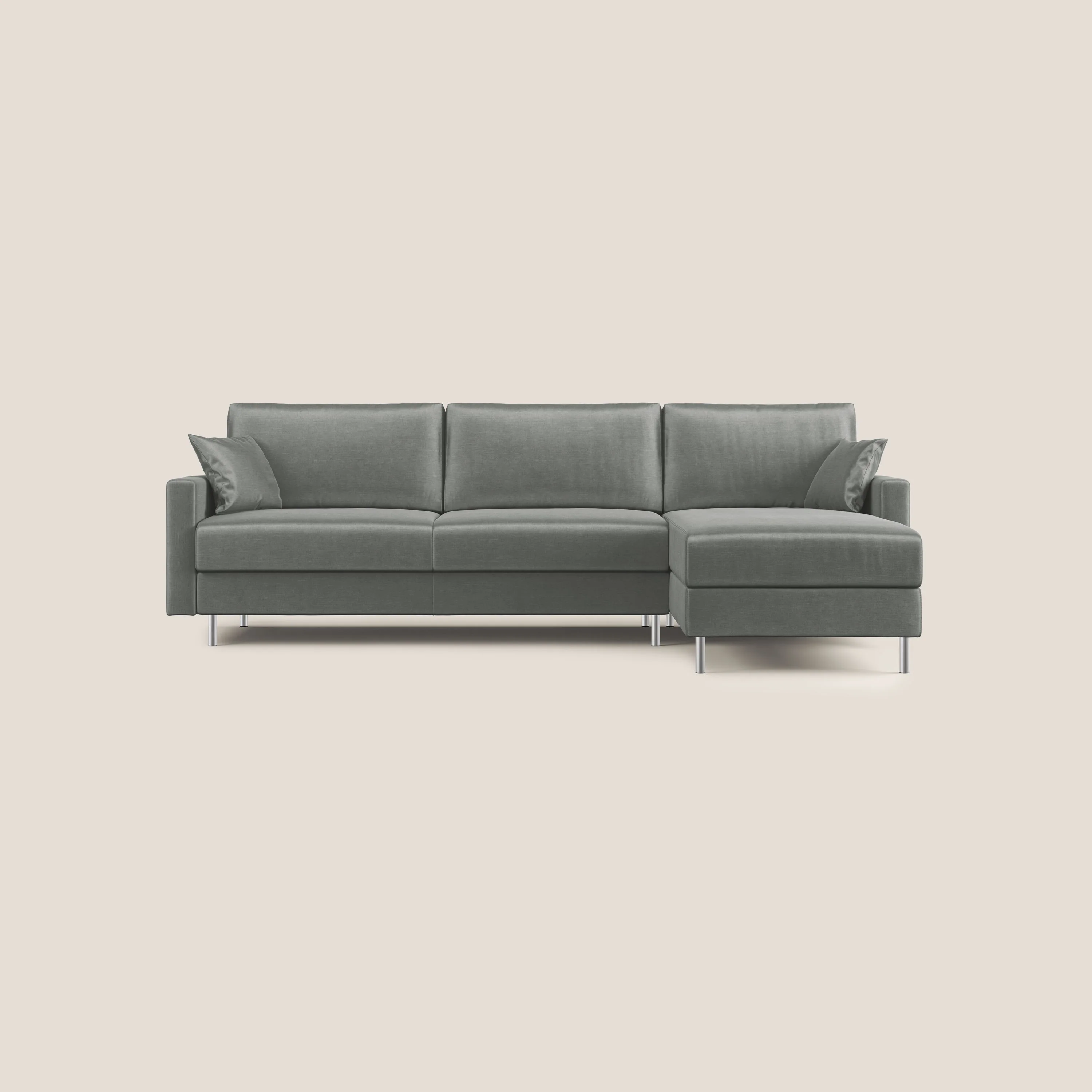 Andromeda canapé-lit d’angle en velours doux imperméable T01 gris clair