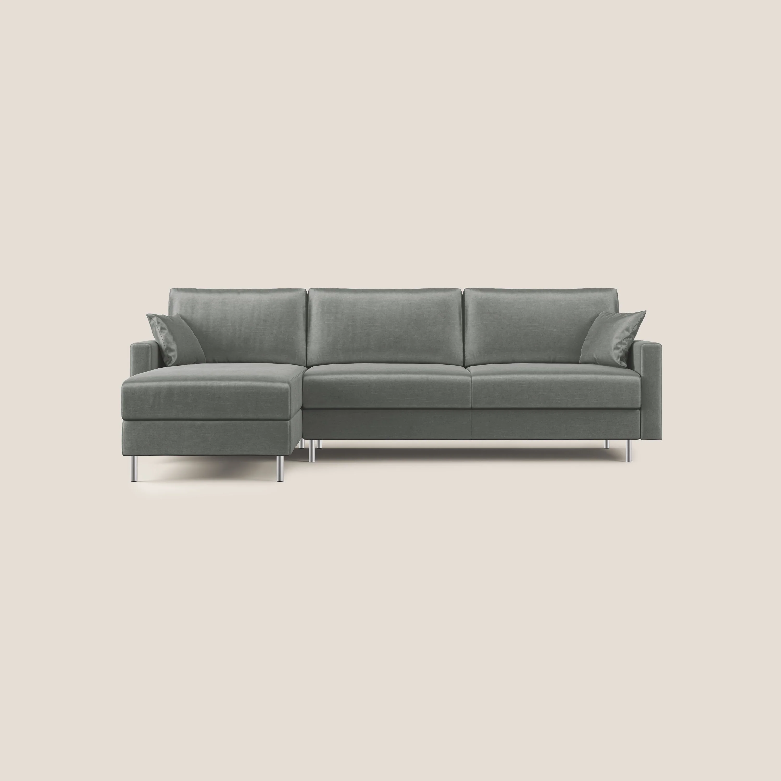 Andromeda canapé-lit d’angle en velours doux imperméable T01 gris clair - Image 7