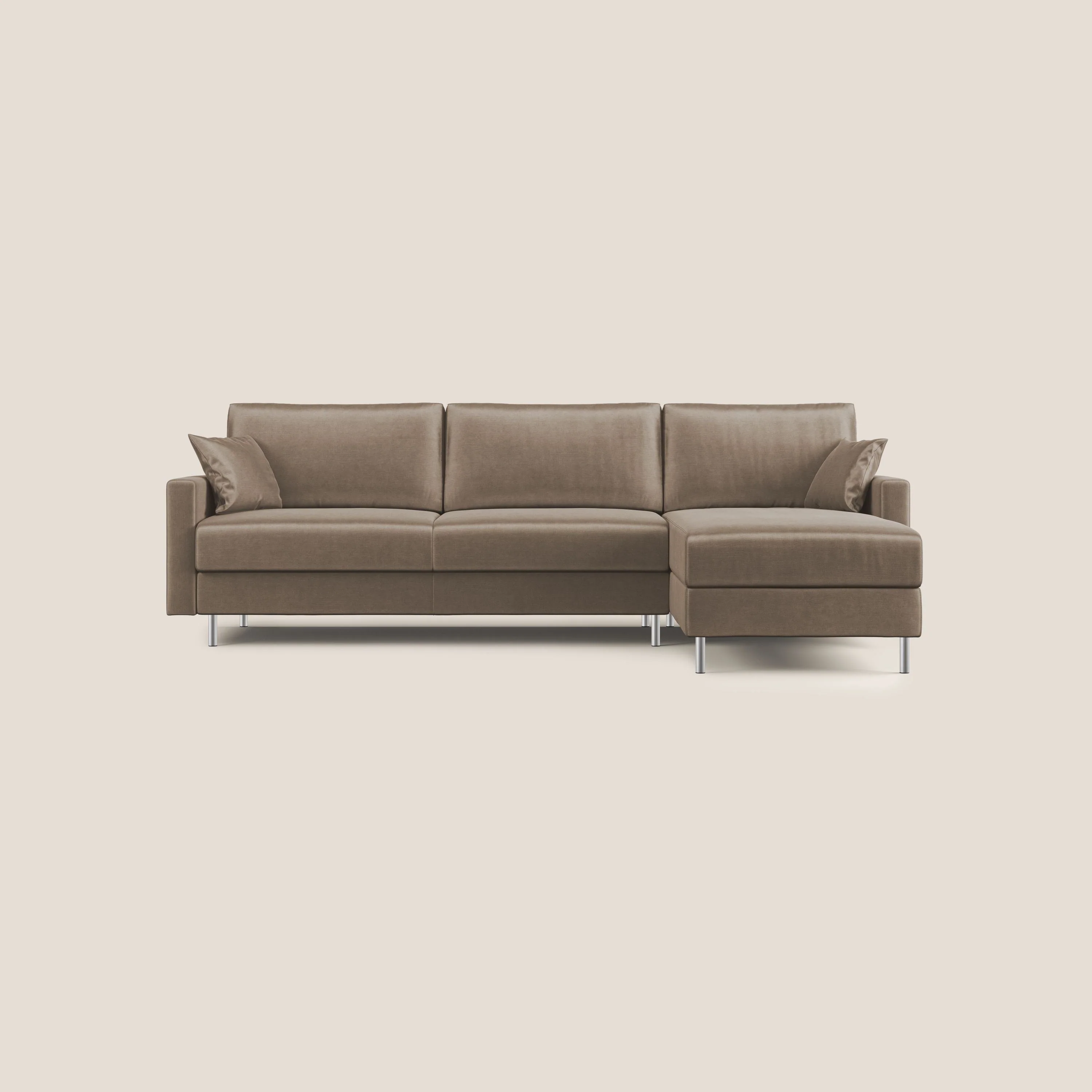 Andromeda canapé-lit d’angle en velours doux imperméable T01 marron