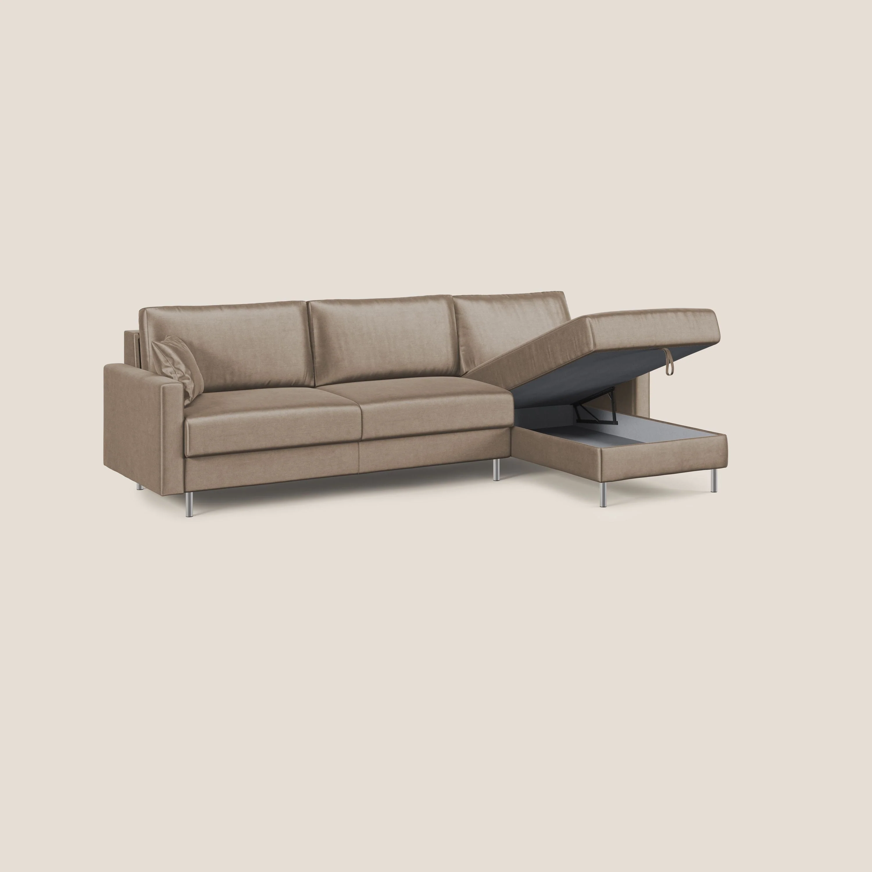 Andromeda canapé-lit d’angle en velours doux imperméable T01 marron - Image 4