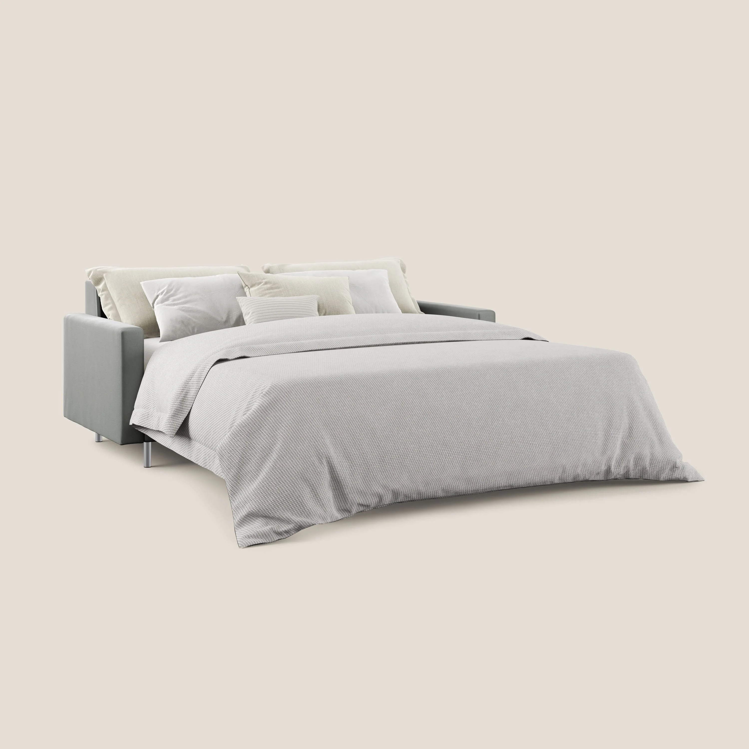 Canapé-lit double Andromeda en velours doux imperméable T01 gris clair - Image 2