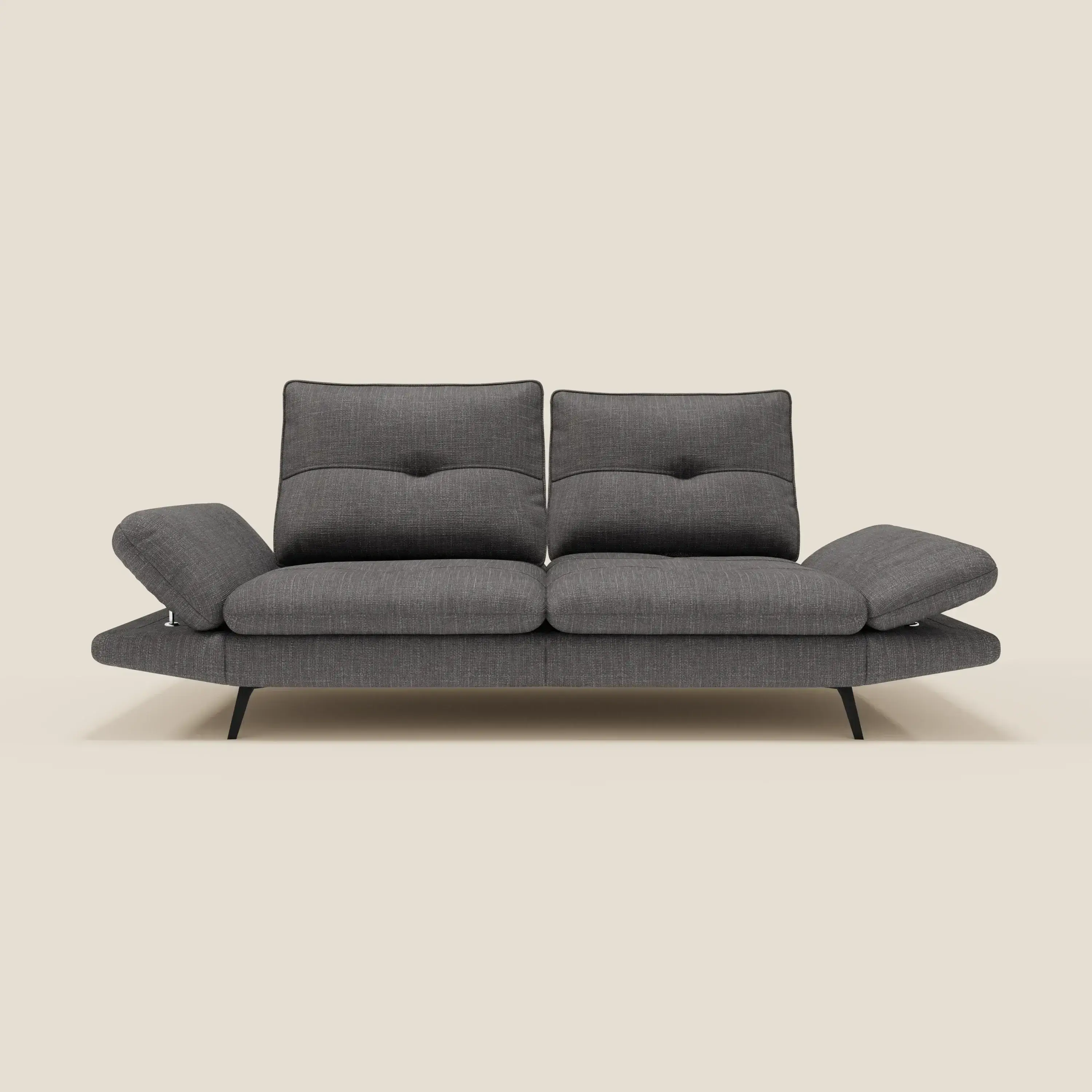 Ardex Canapé 3 places avec dossiers coulissants et accoudoir réglables en tissu doux imperméable T06 anthracite