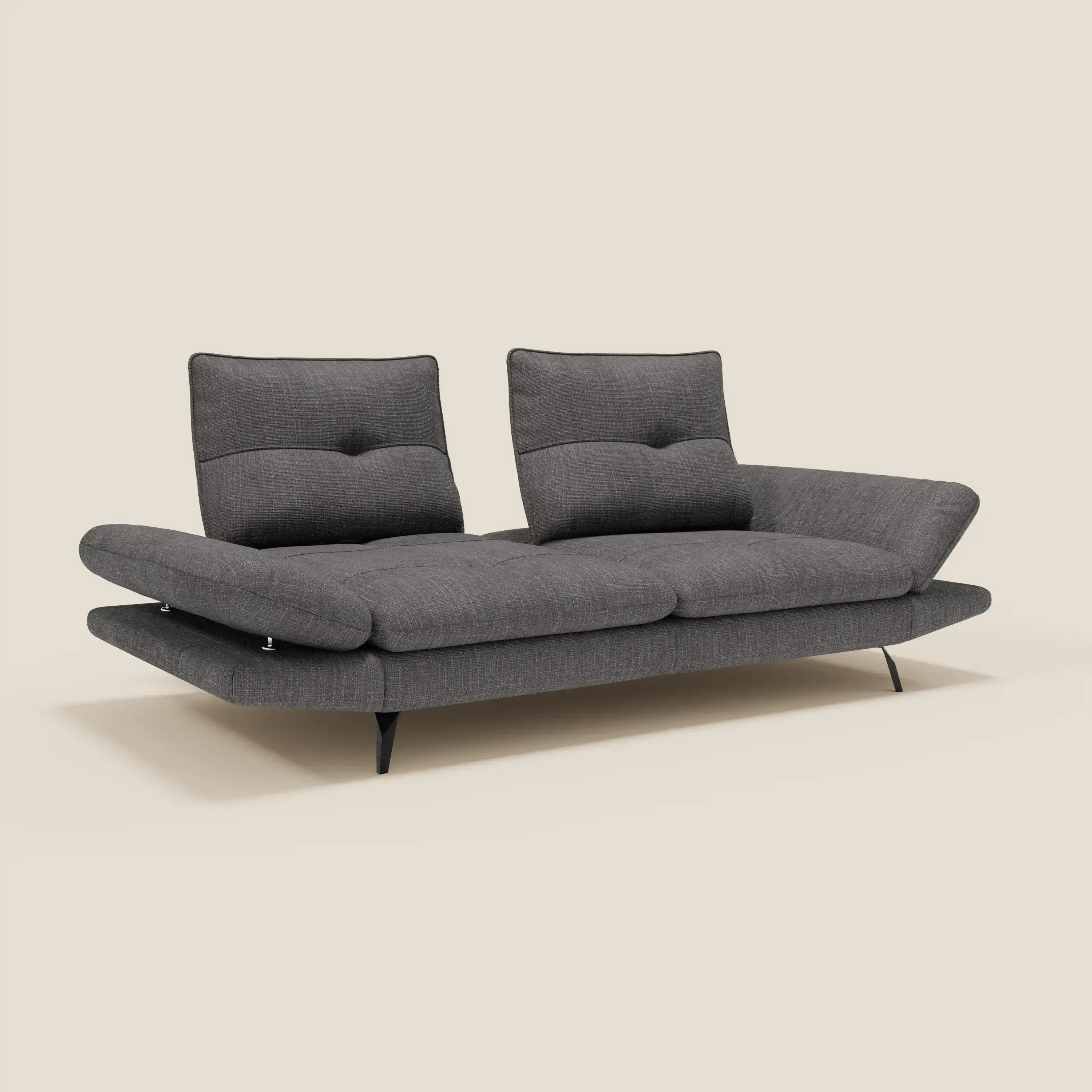 Ardex Canapé 3 places avec dossiers coulissants et accoudoir réglables en tissu doux imperméable T06 anthracite - Image 2