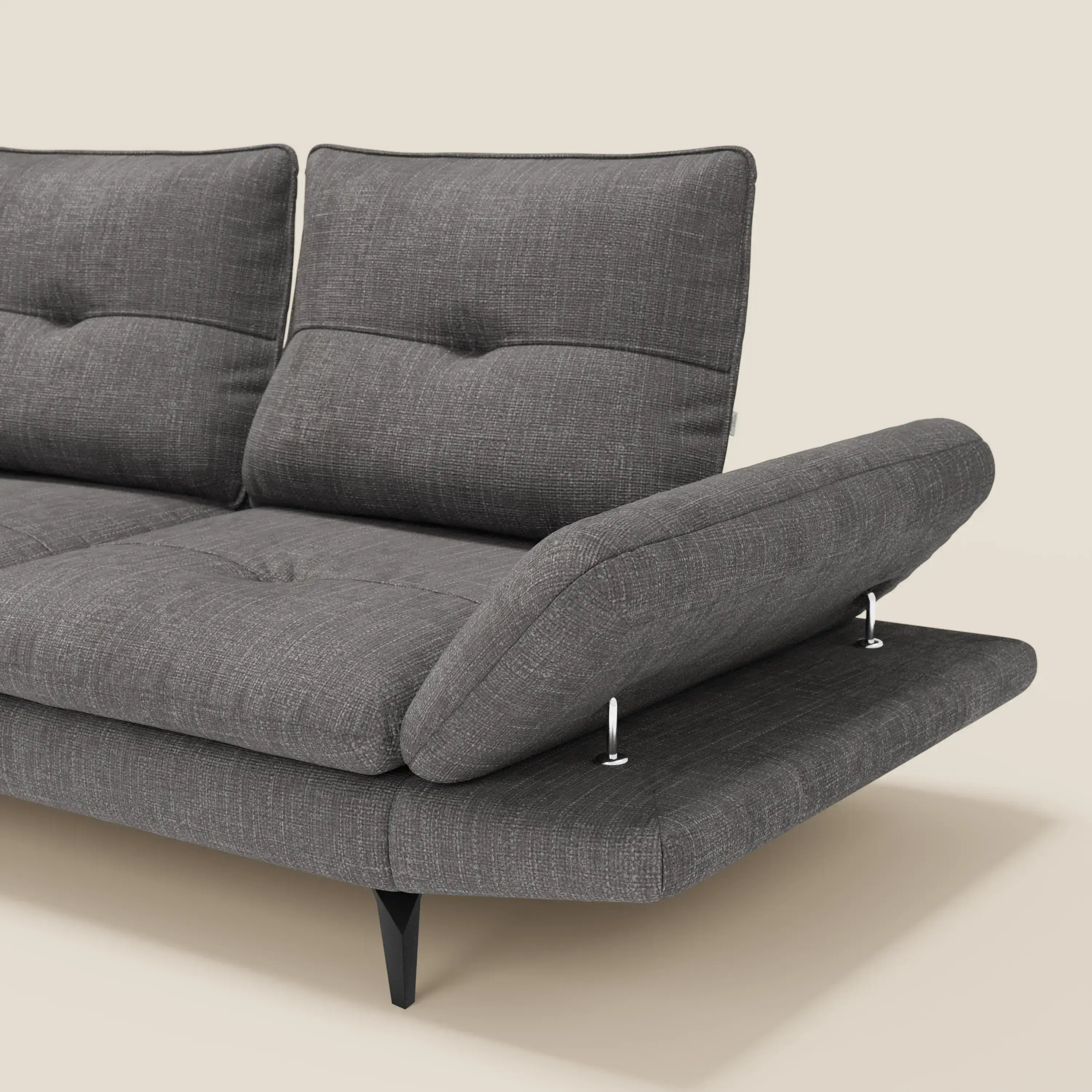 Ardex Canapé 3 places avec dossiers coulissants et accoudoir réglables en tissu doux imperméable T06 anthracite - Image 4