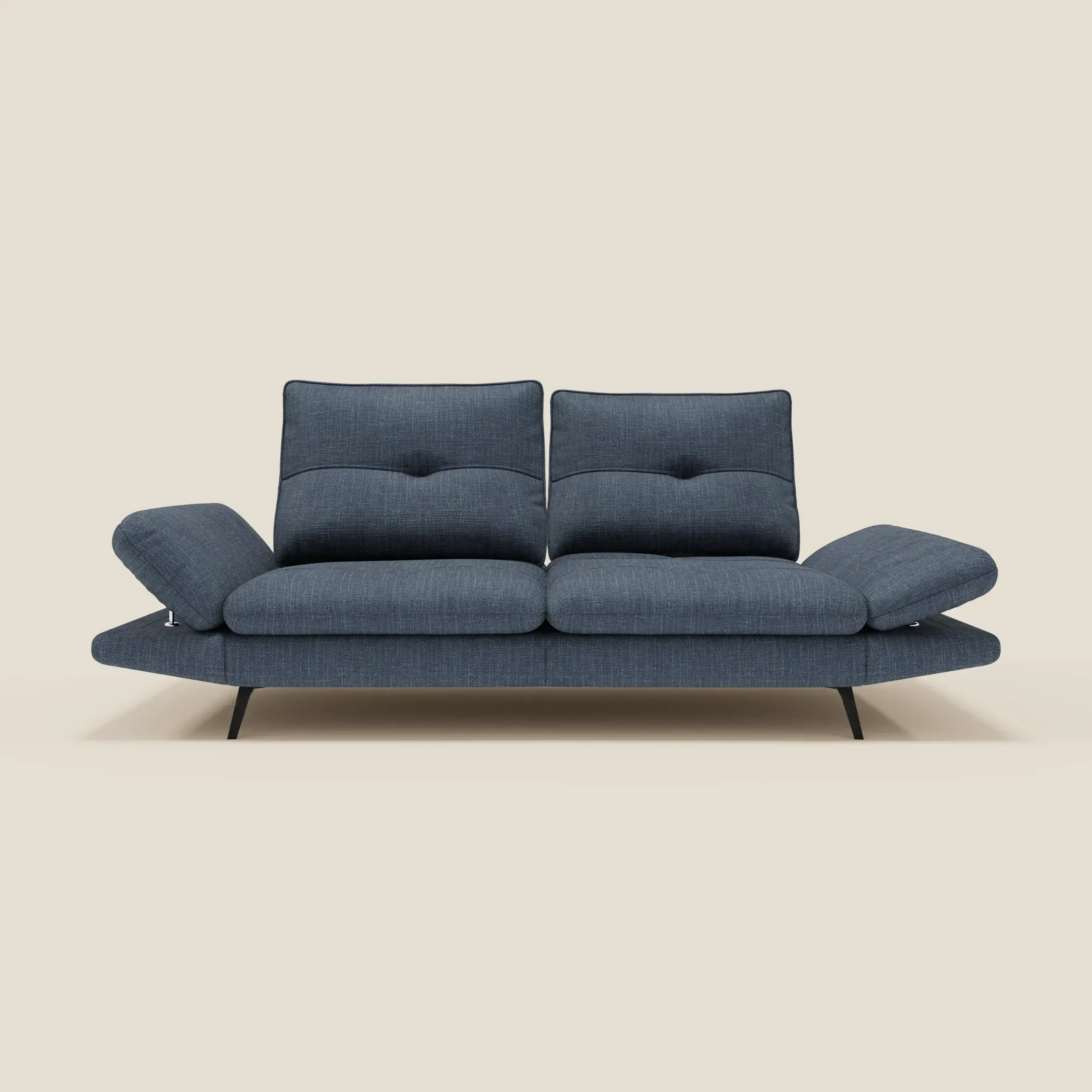 Ardex Canapé 3 places avec dossiers coulissants et accoudoir réglables en tissu doux imperméable T06 bleu