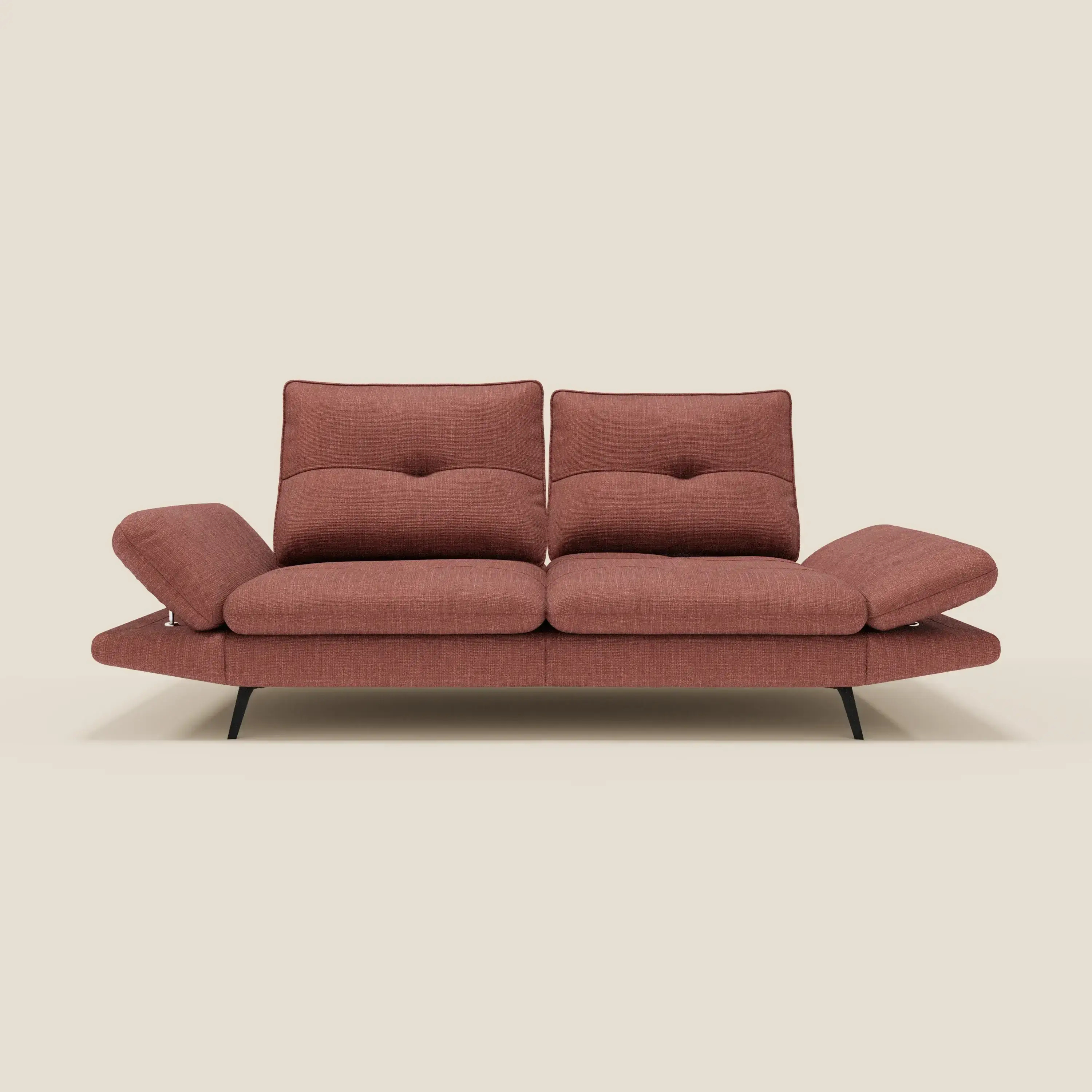 Ardex Canapé 3 places avec dossiers coulissants et accoudoir réglables en tissu doux imperméable T06 corail