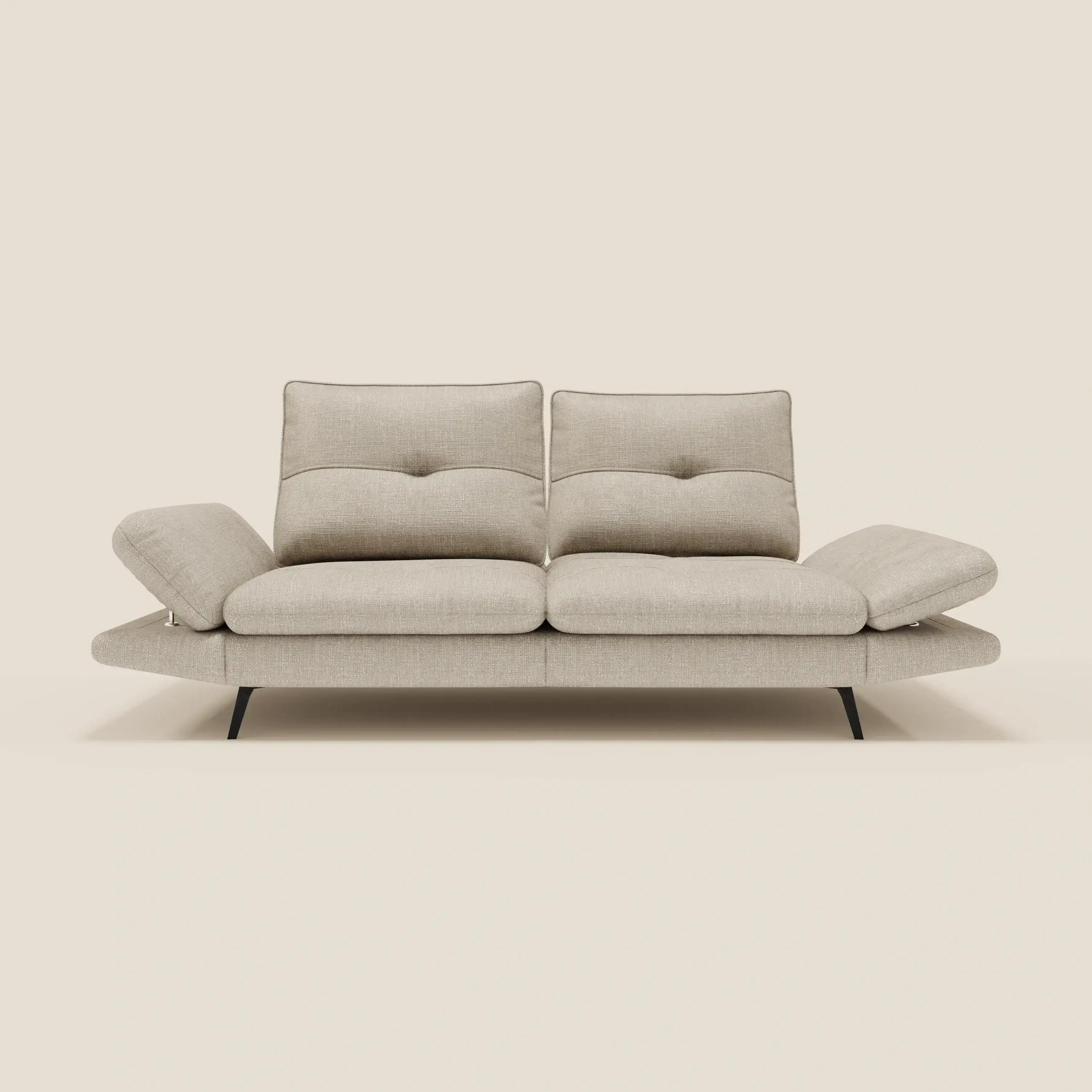 Ardex Canapé 3 places avec dossiers coulissants et accoudoir réglables en tissu doux imperméable T06 crème