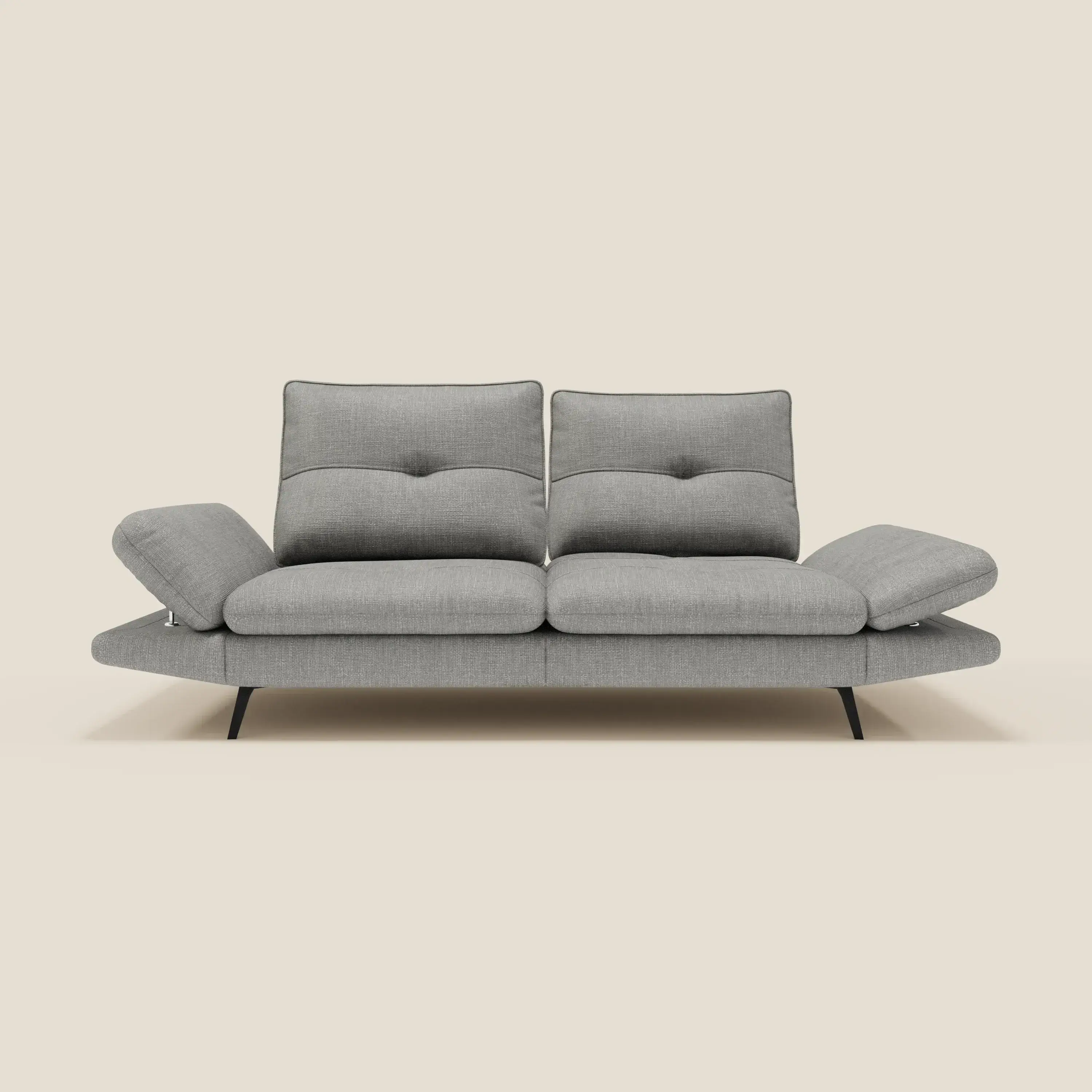 Ardex Canapé 3 places avec dossiers coulissants et accoudoir réglables en tissu doux imperméable T06 gris