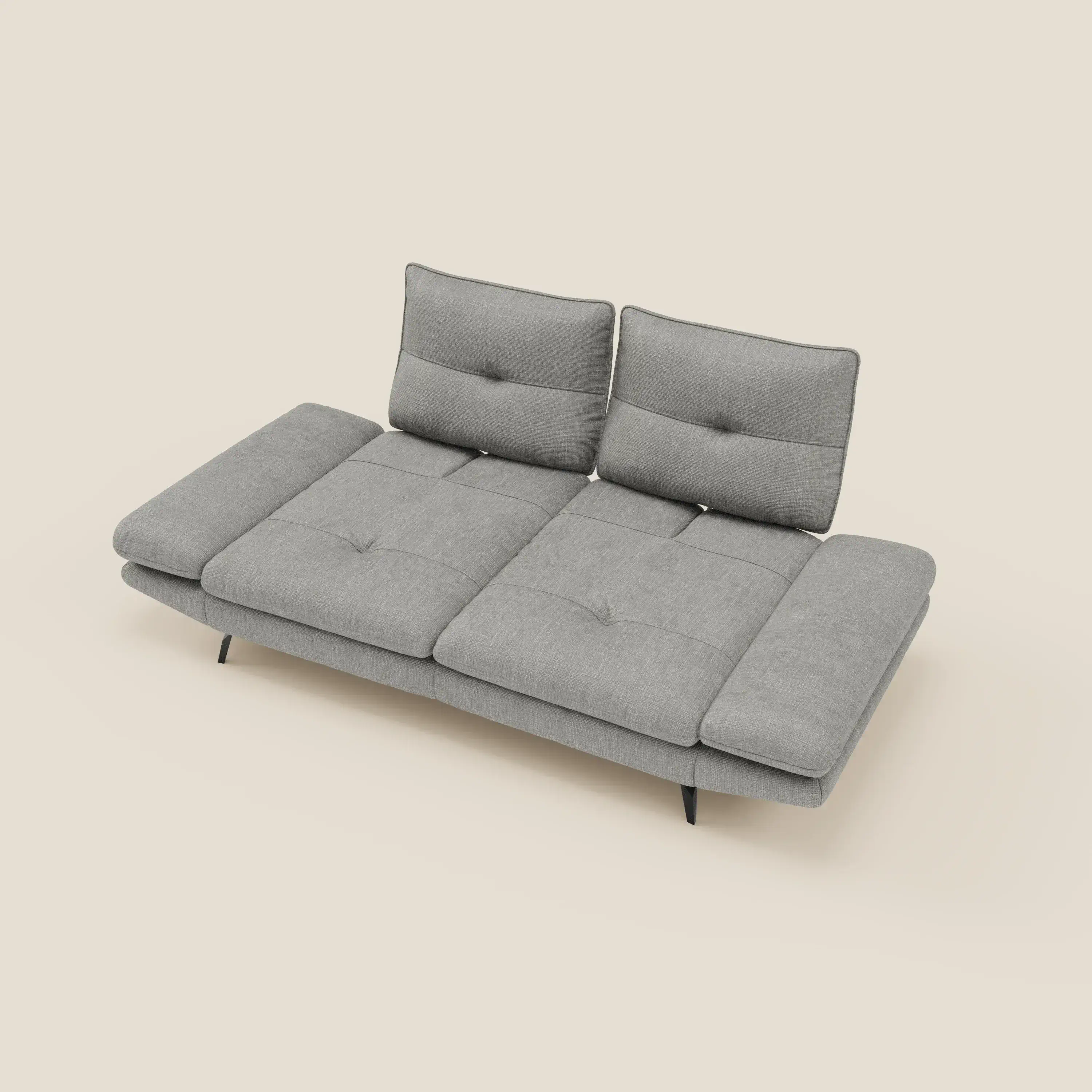 Ardex Canapé 3 places avec dossiers coulissants et accoudoir réglables en tissu doux imperméable T06 gris - Image 11