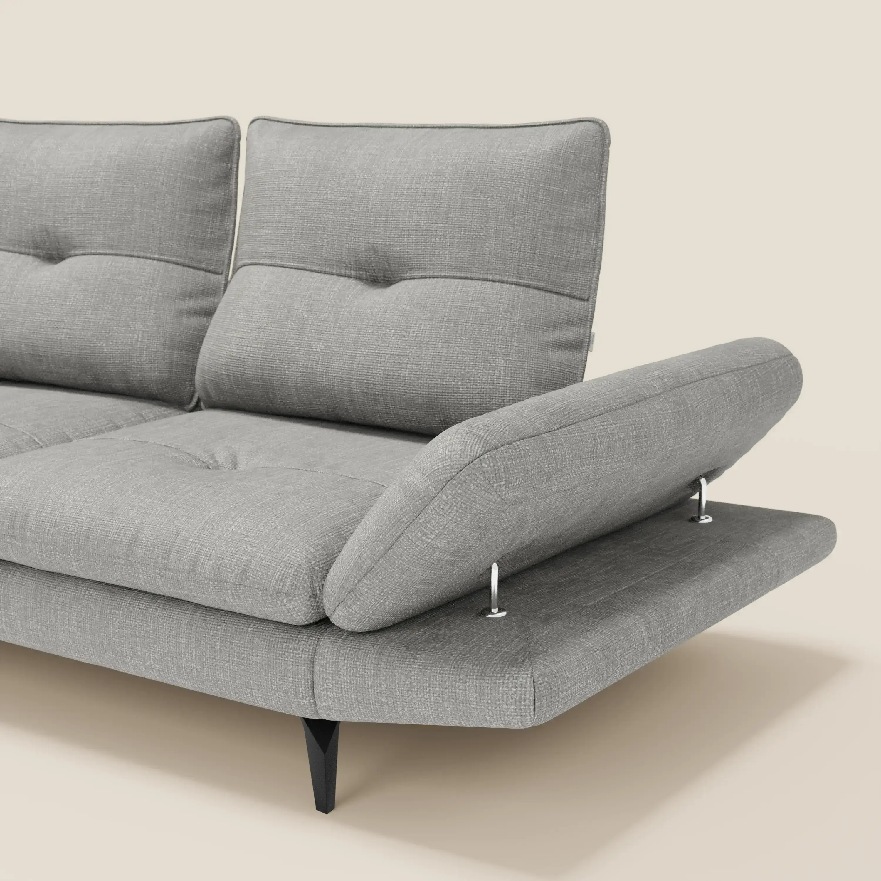 Ardex Canapé 3 places avec dossiers coulissants et accoudoir réglables en tissu doux imperméable T06 gris - Image 4