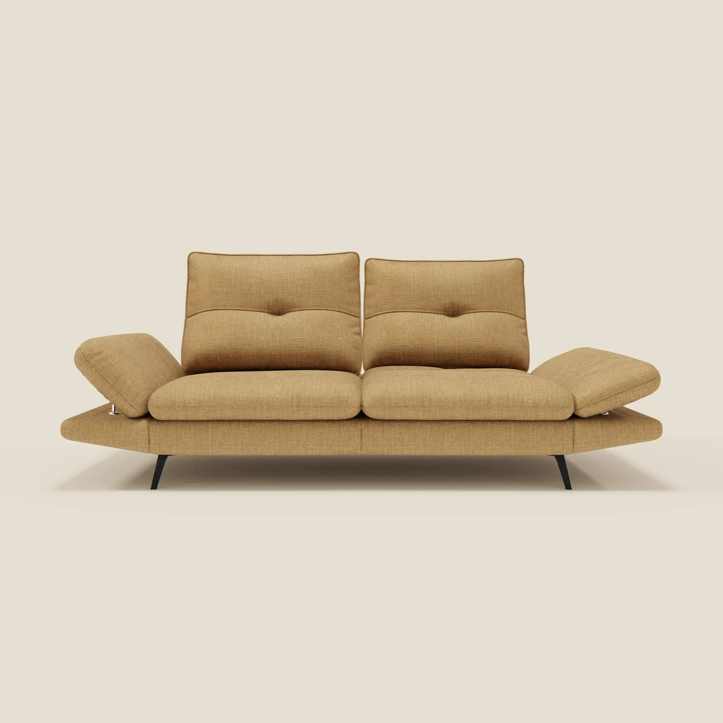 Ardex Canapé 3 places avec dossiers coulissants et accoudoir réglables en tissu doux imperméable T06 jaune